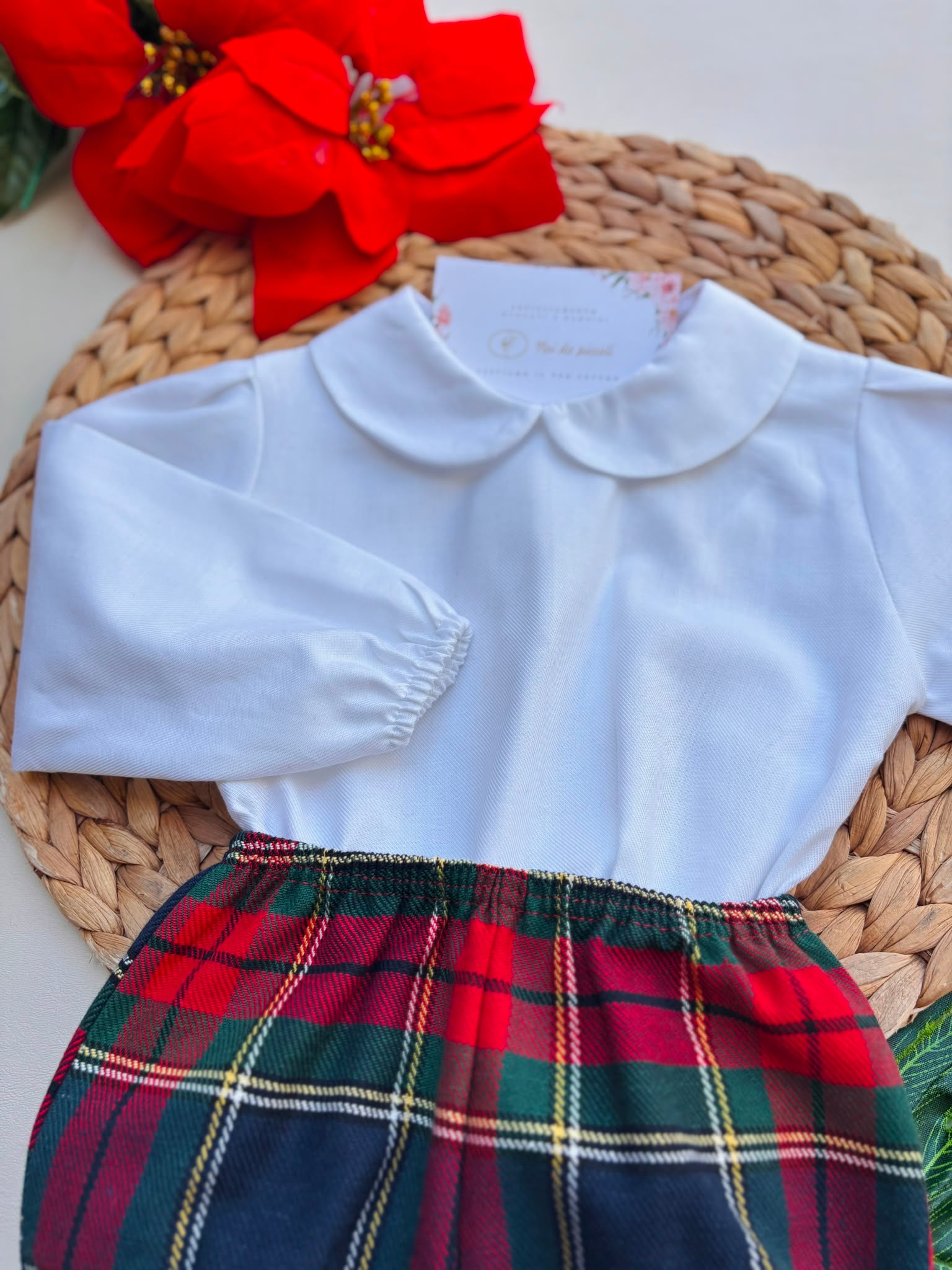 COMPLETO 3 PZ COTONE CALDO ROSSO TARTAN