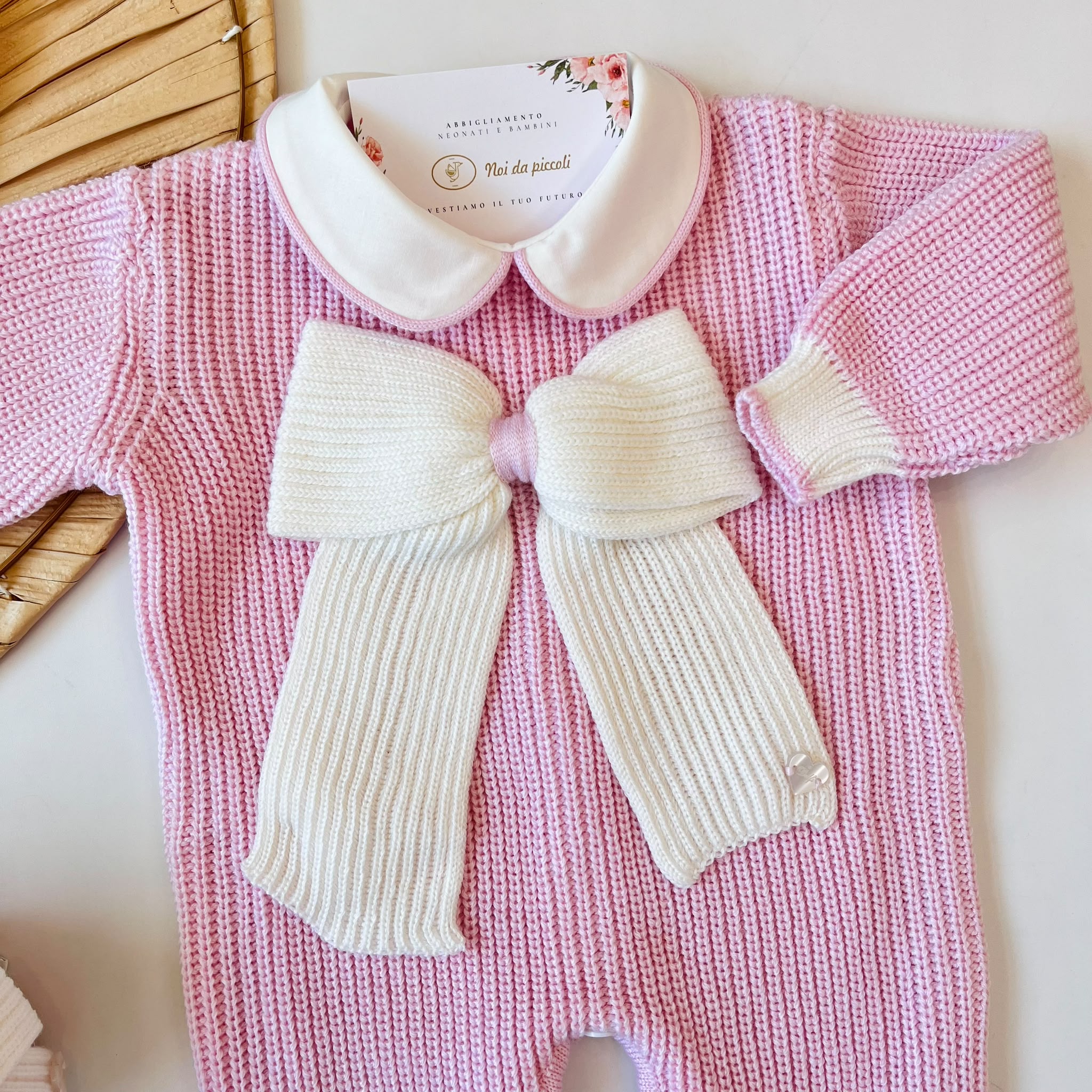 TUTINA CON PARURE 100% PURA LANA MERINO EXTRAFINE ROSA