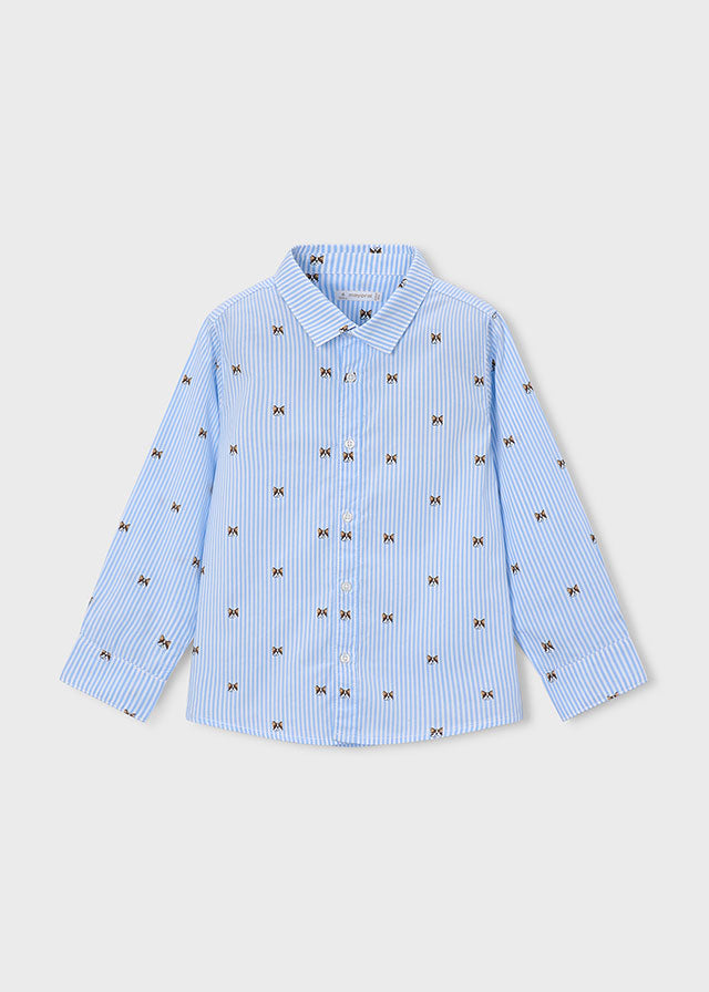 CAMICIA IN COTONE CALDO CIELO CON PICCOLI CON PATTERN MICO-STAMPATO