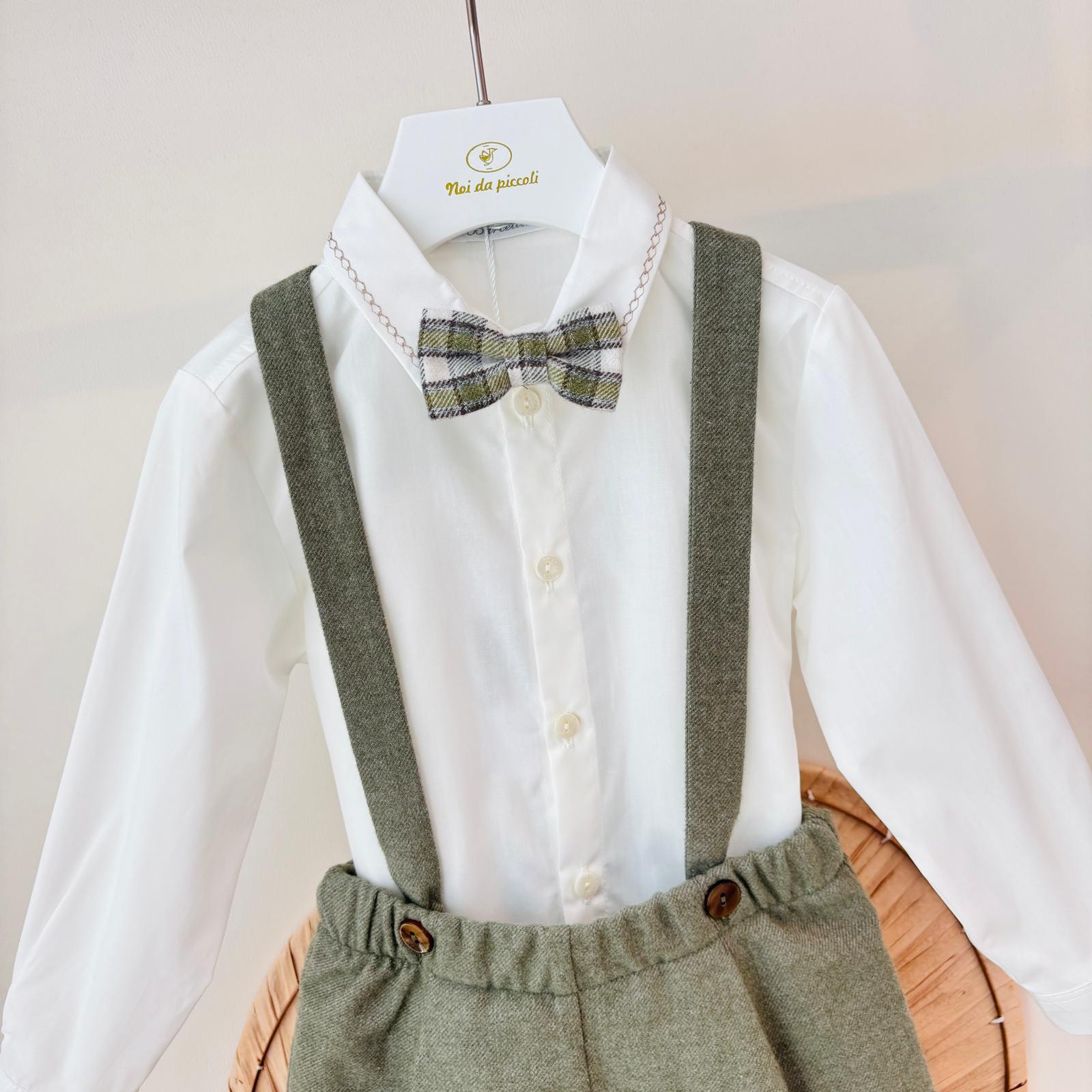 COMPLETO IN COTONE CALDO VERDE MILITARE CON PAPILLON