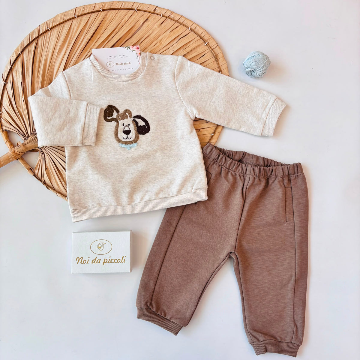 COMPLETO IN COTONE CALDO MARRONE CON CAGNOLINO