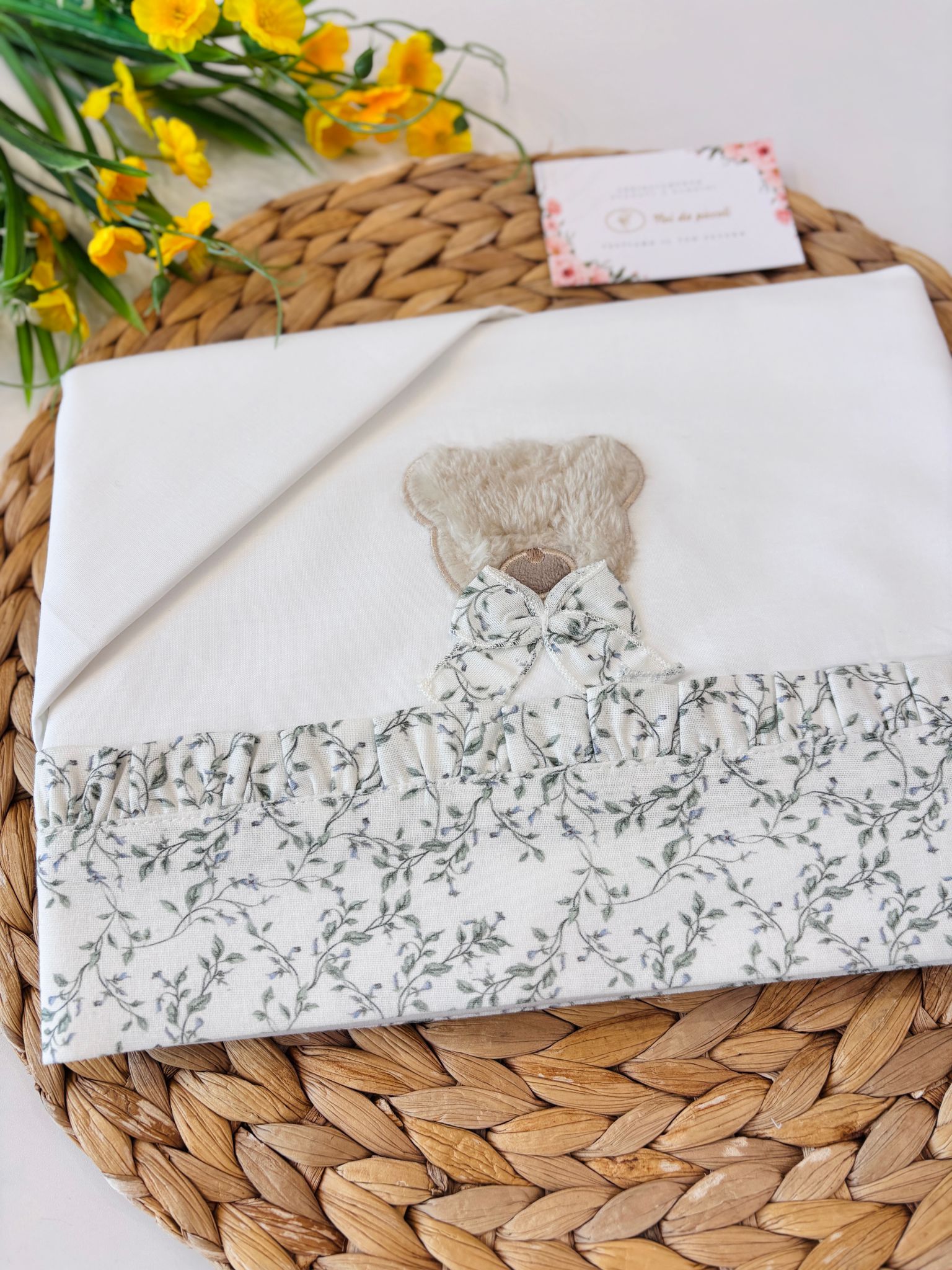 SET LENZUOLA 100 % COTONE FIORELLINI E ORSETTO