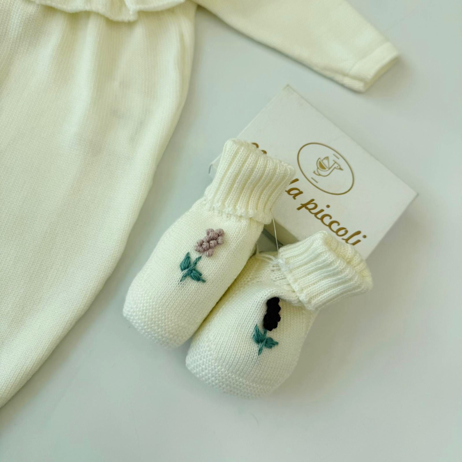 TUTINA CON PARURE 100% PURA LANA MERINO EXTRAFINE PANNA