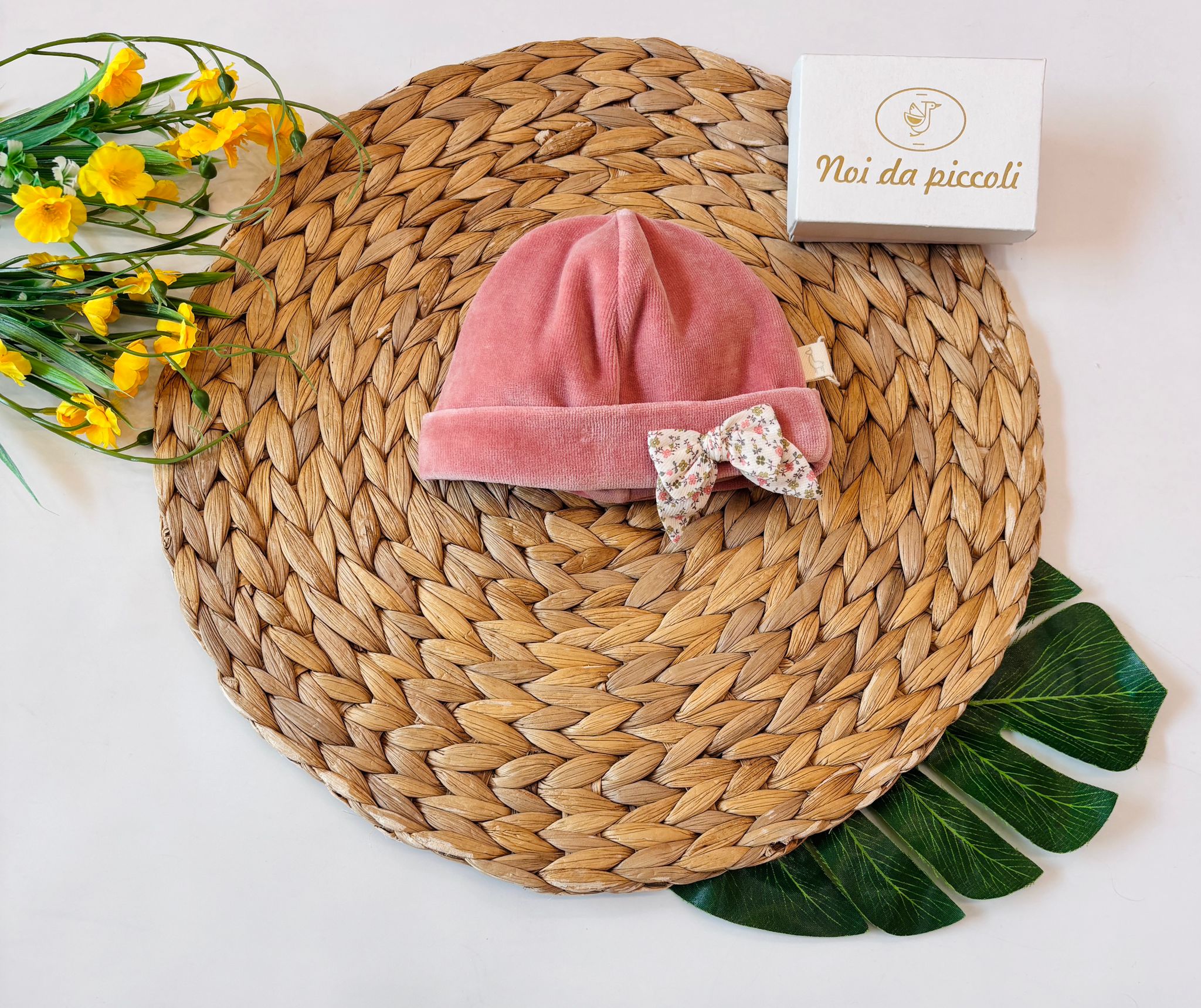 CAPPELLINO CINIGLIA ROSA ANTICO CON FIOCCO