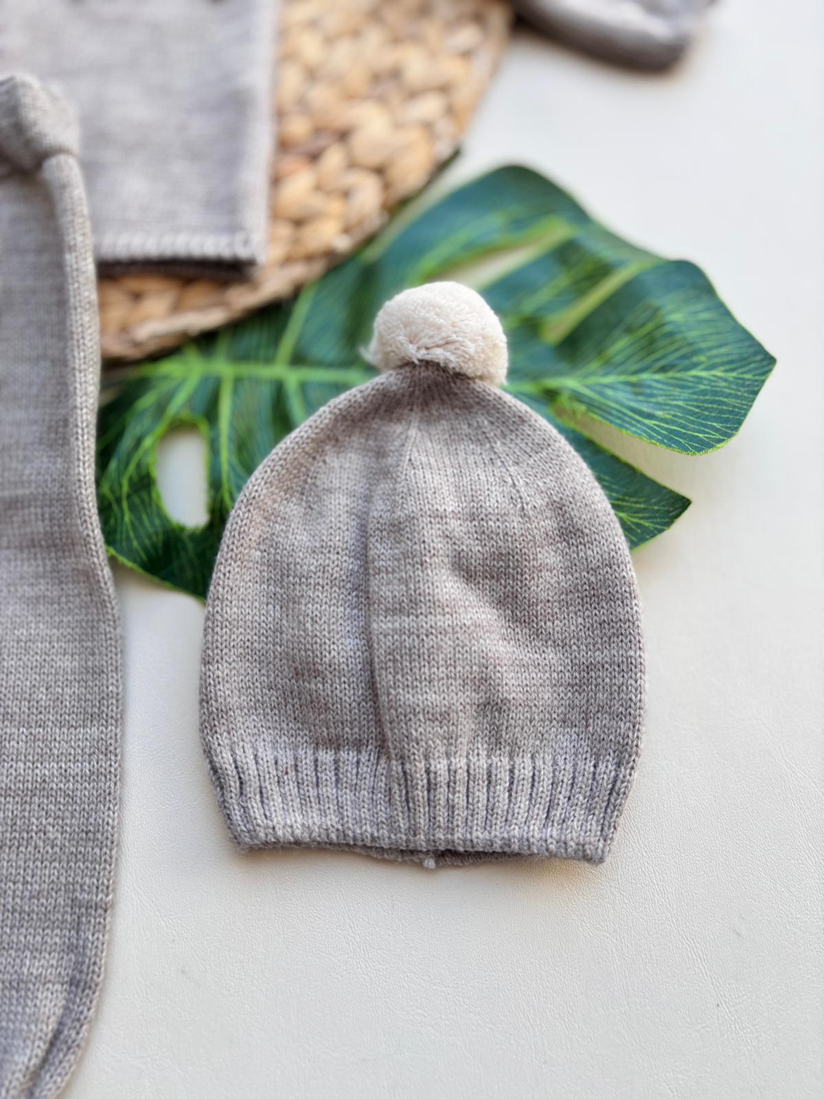 COMPLETO 2PZ CON CAPPELLINO FILATO CALDO POIS TORTORA