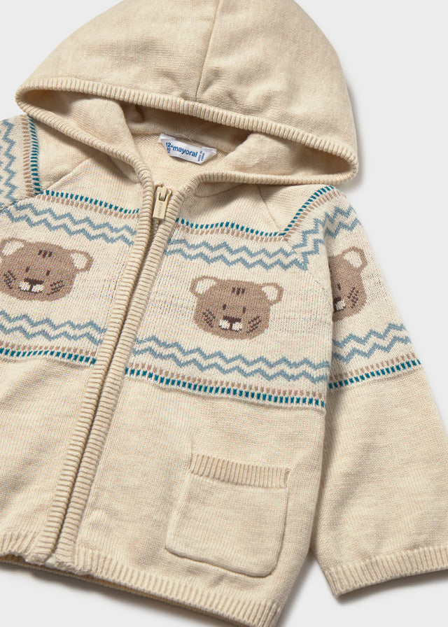 GIACCA BEIGE CON ORSETTI IN FILATO CALDO