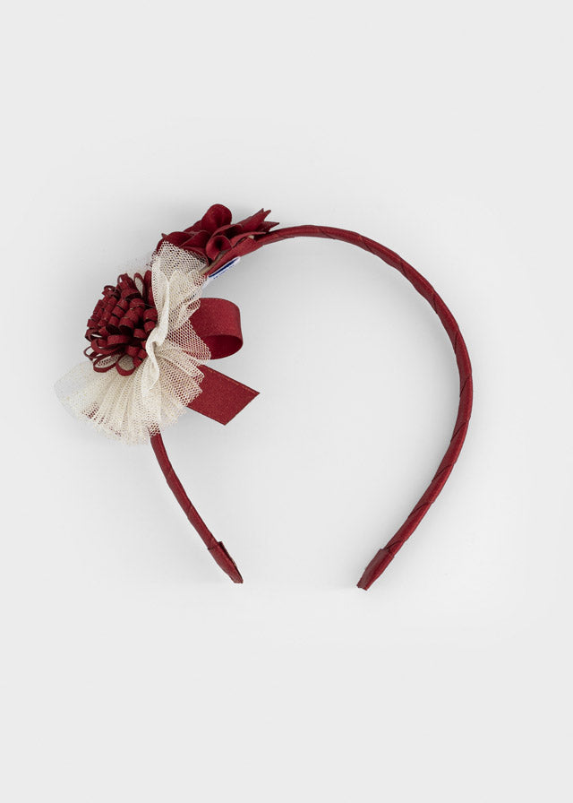 CERCHIETTO  ROSSO CON FIORI TRIDIMENSIONALI