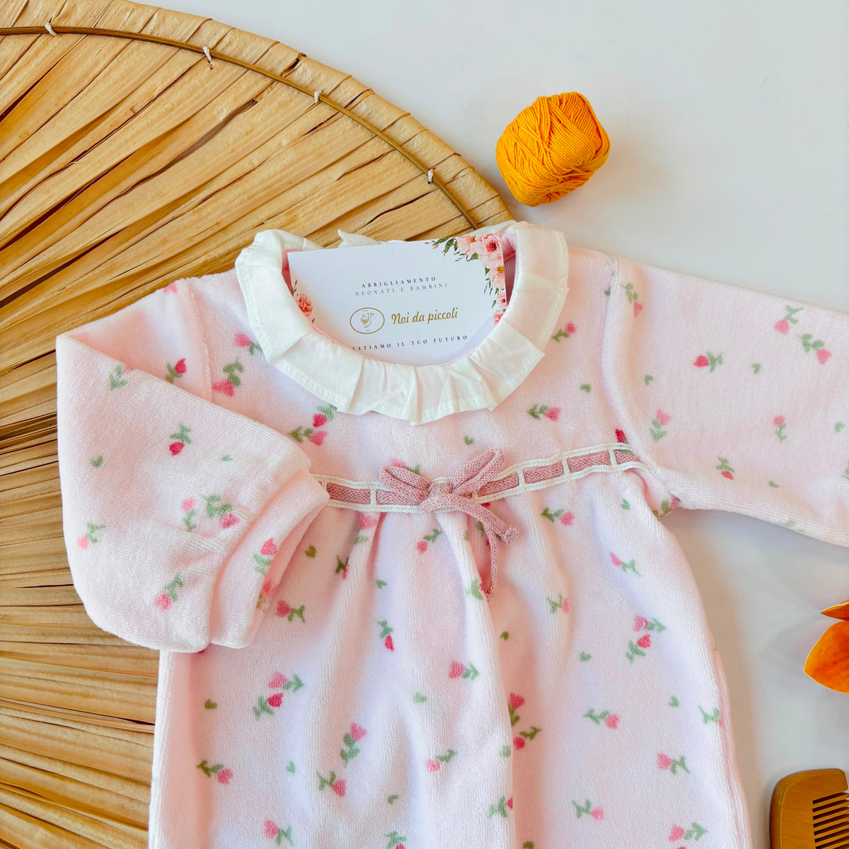 TUTINA IN CINIGLIA ROSA CON PICCOLI FIORELLINI