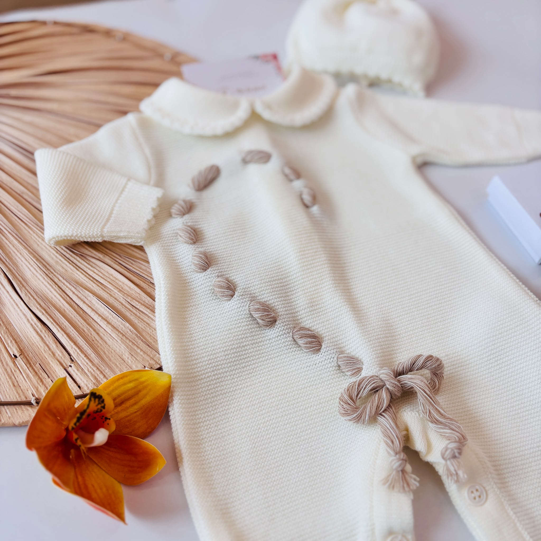 TUTINA CON PARURE FILATO CALDO LEGAME MATERNITY PANNA