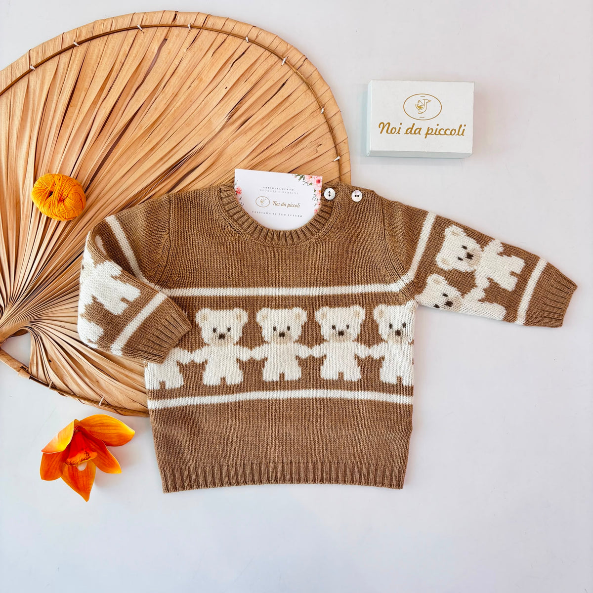 MAGLIONCINO Catena di orsetti lana e cashmere BEIGE