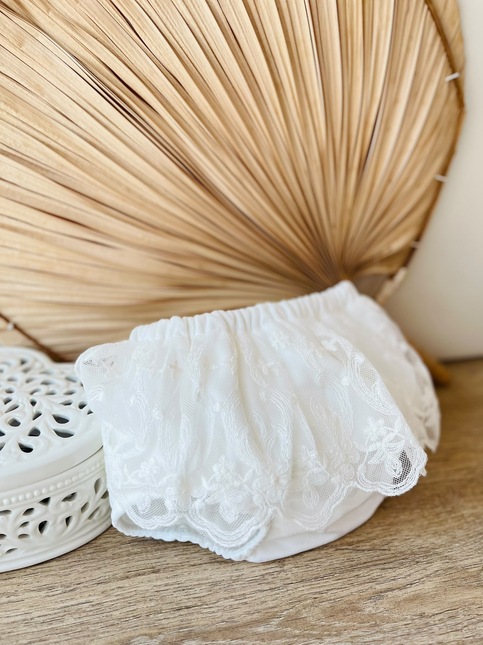 CULOTTE VELLUTO E PIZZO REBRODE' PANNA