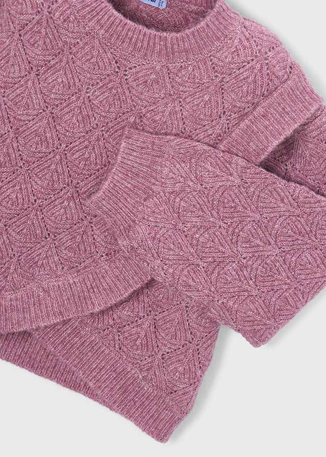 MAGLIONE IN FILATO CALDO VIOLA CON INCROCIO