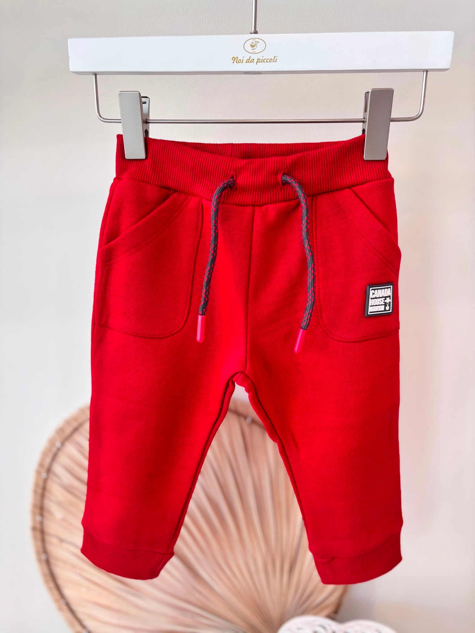 COMPLETO IN COTONE CALDO ROSSO FANTASIA ALL-OVER