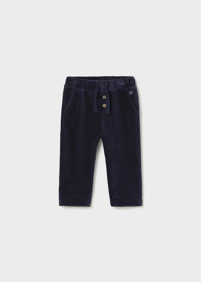 PANTALONE IN VELLUTO BLU A COSTINE