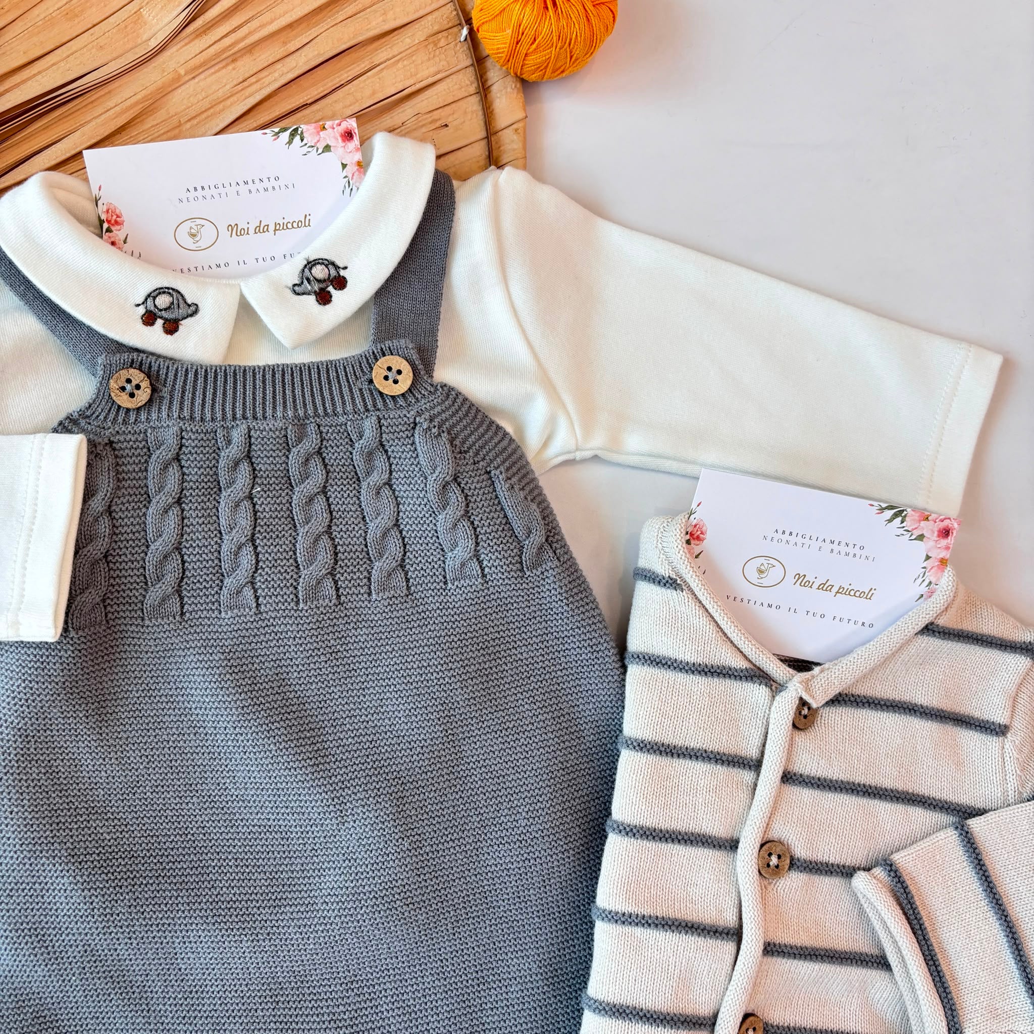 COMPLETO IN COTONE CALDO GRIGIO A RIGHE