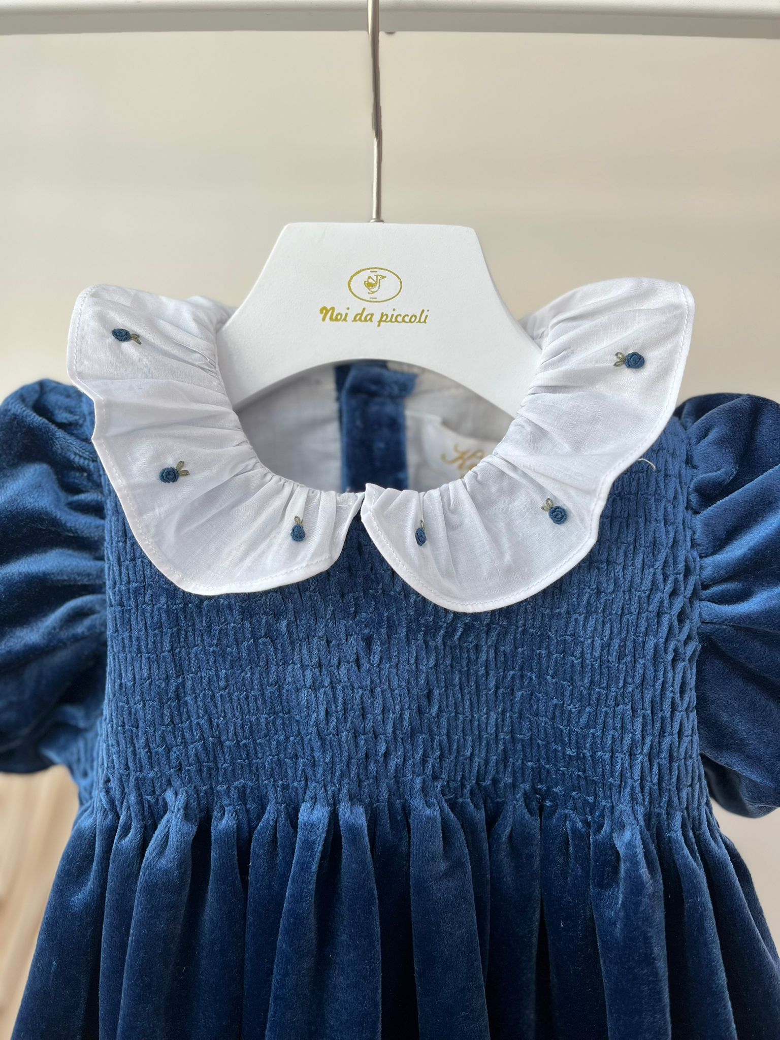 ABITINO A MANICA CORTA IN VELLUTO BLU NAVY - Noi da piccoli