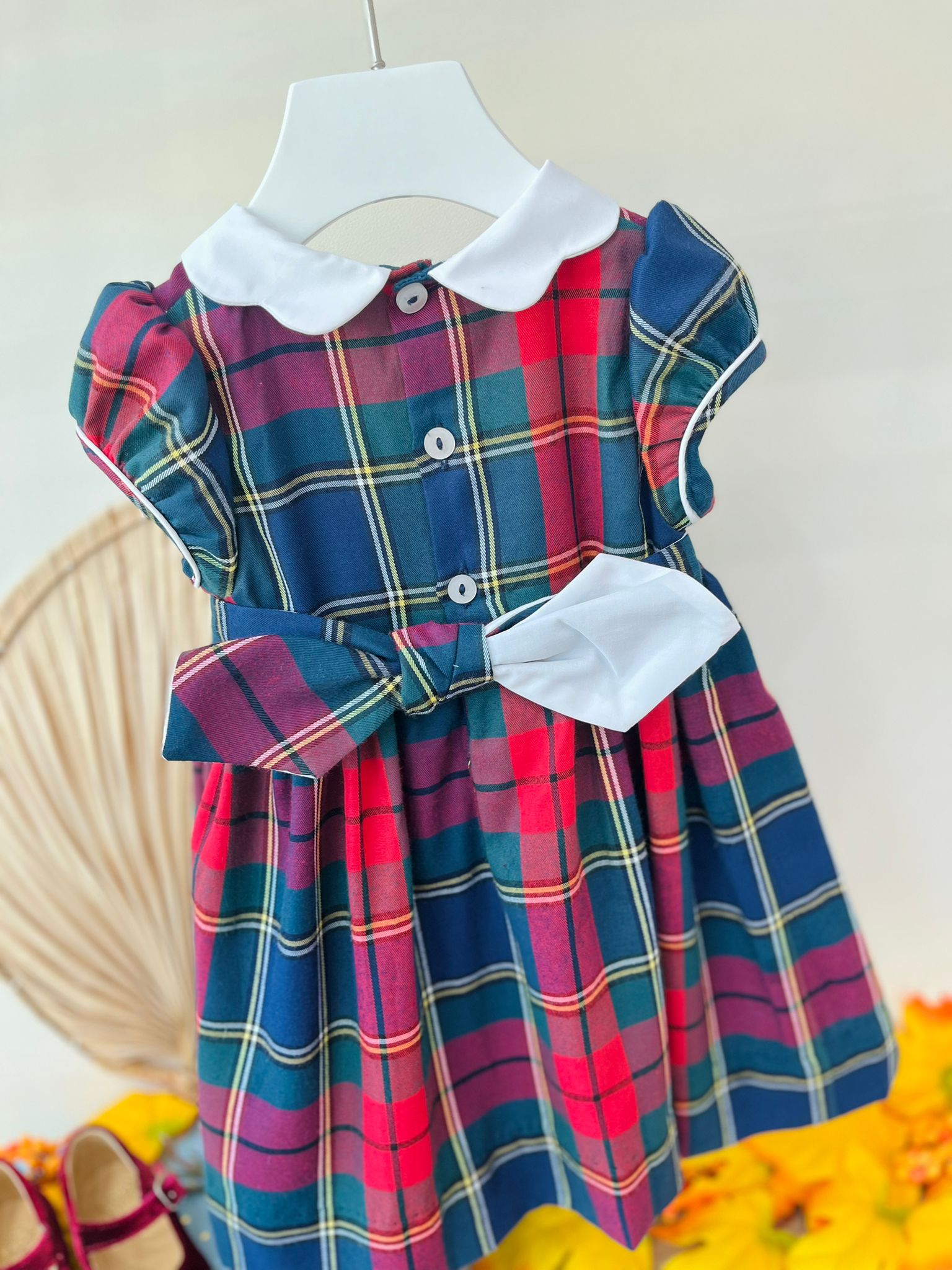 ABITINO A MANICA CORTA ROSSO TARTAN - Noi da piccoli