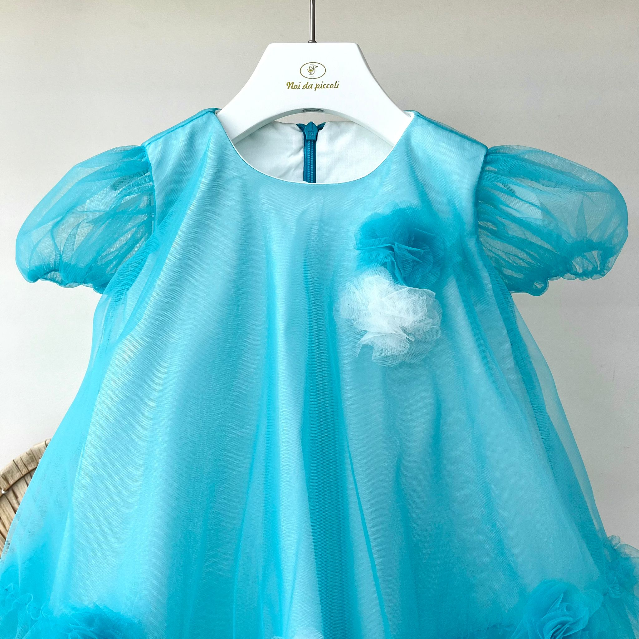 ABITINO CERIMONALE IN TULLE CIELO - Noi da piccoli