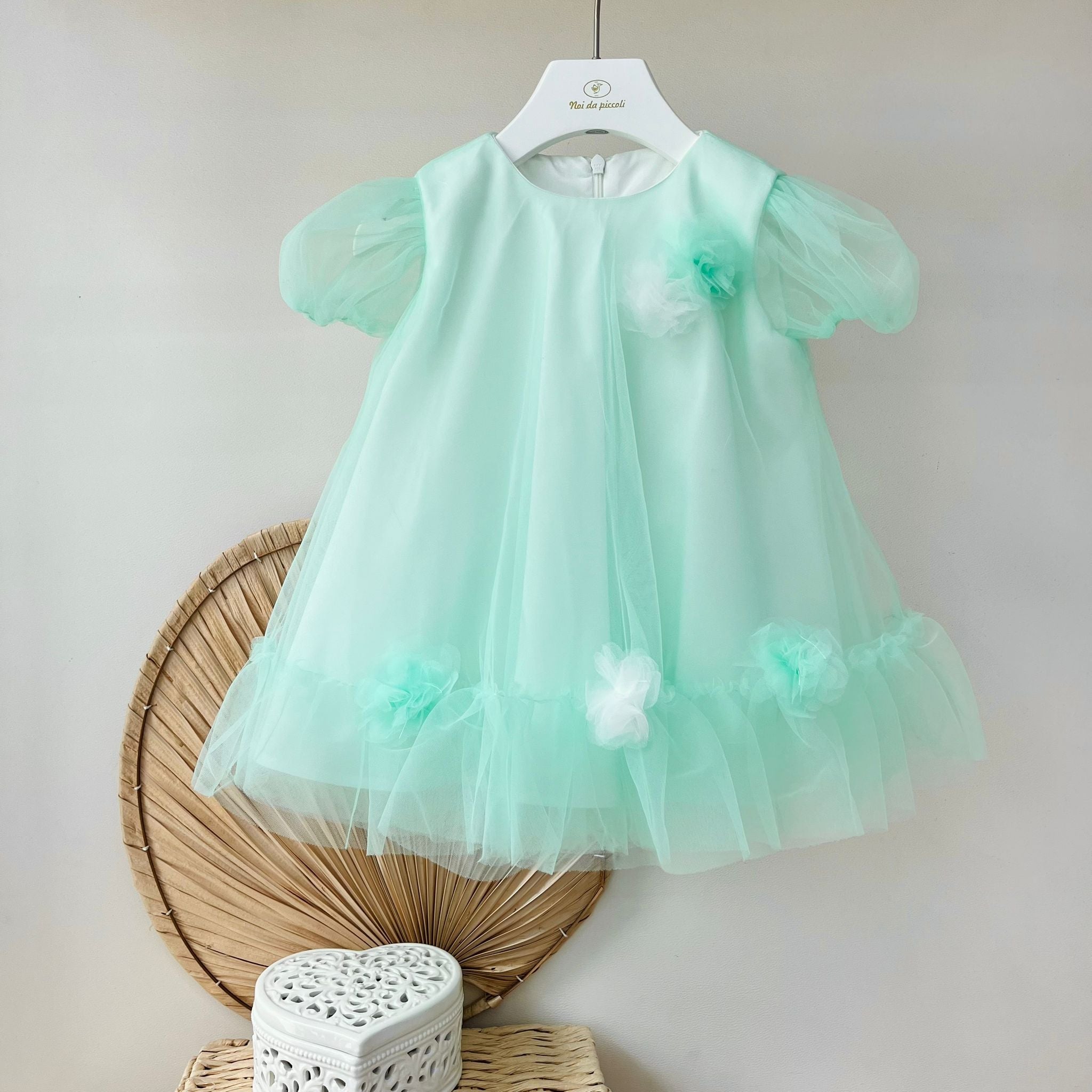 ABITINO CERIMONALE IN TULLE VERDE - Noi da piccoli
