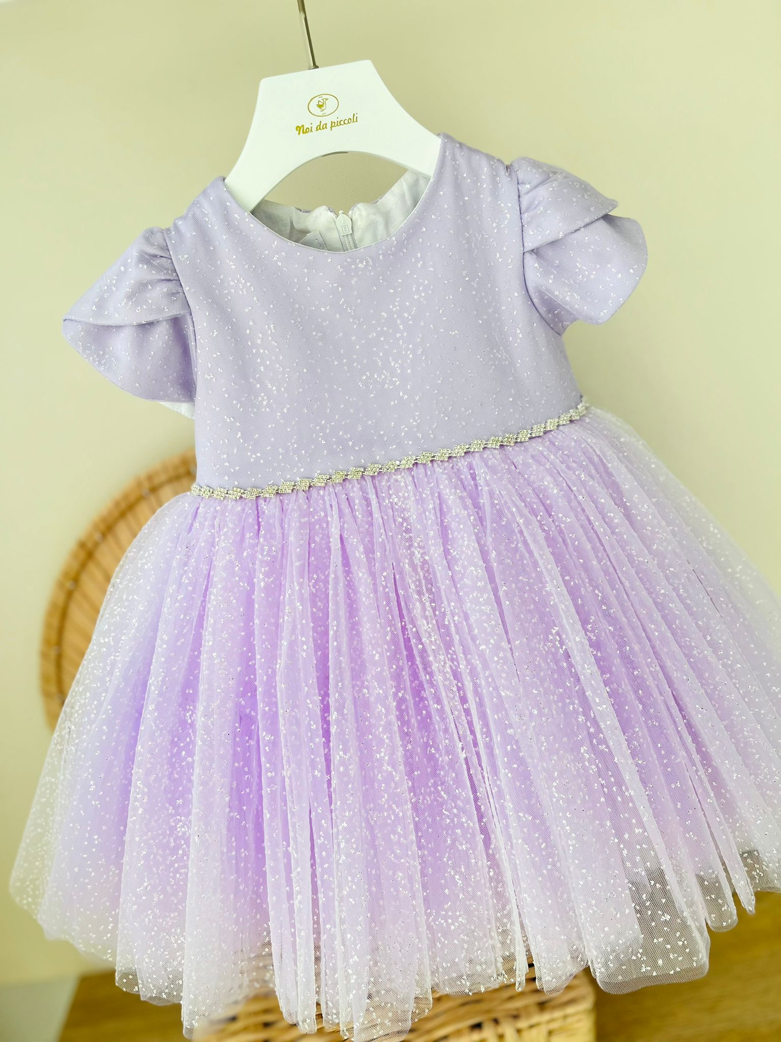 ABITINO CERIMONALE TULLE GLITTER LILLA - Noi da piccoli