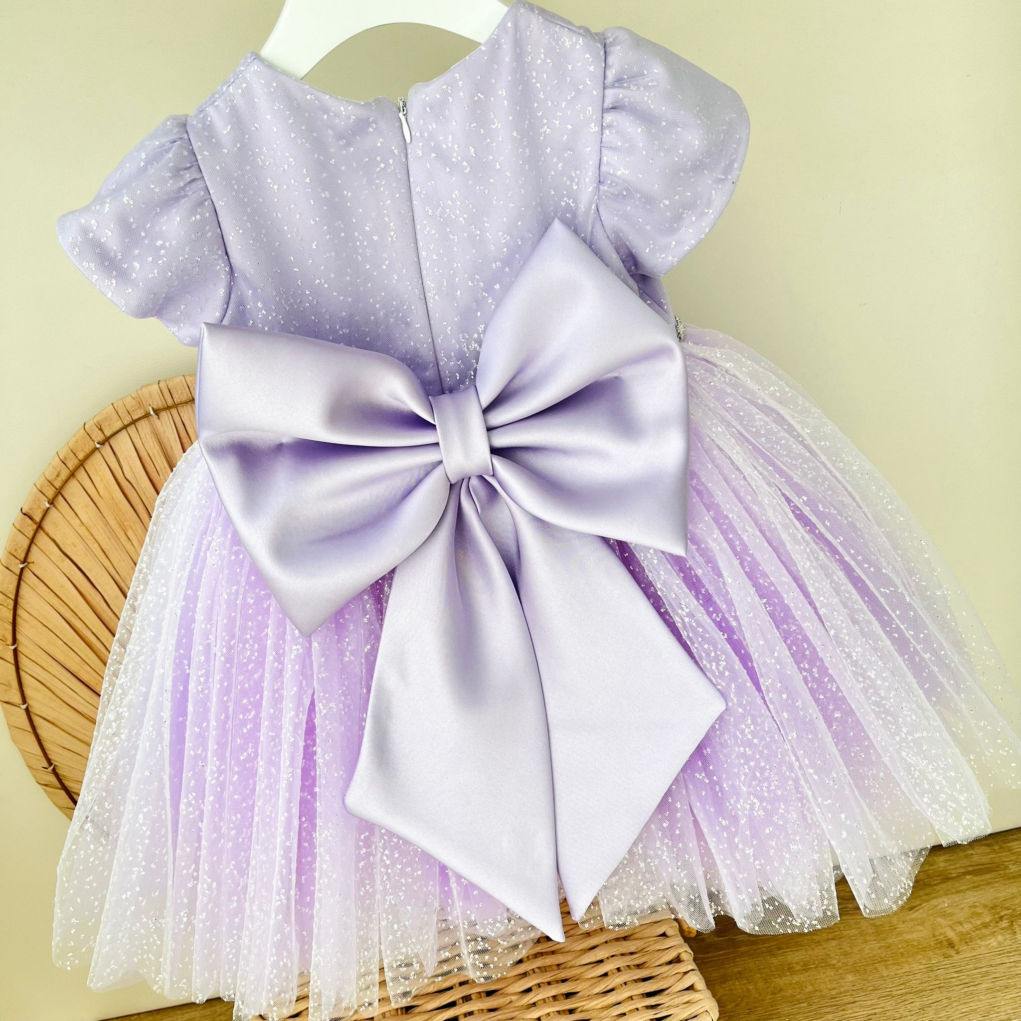 ABITINO CERIMONALE TULLE GLITTER LILLA - Noi da piccoli
