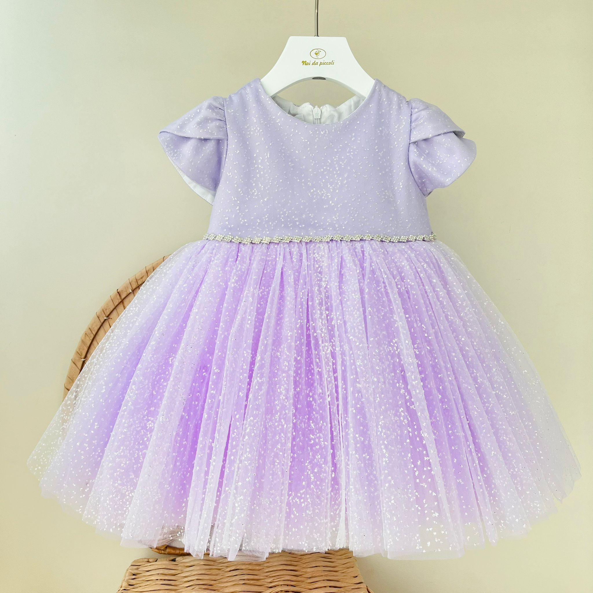 ABITINO CERIMONALE TULLE GLITTER LILLA - Noi da piccoli