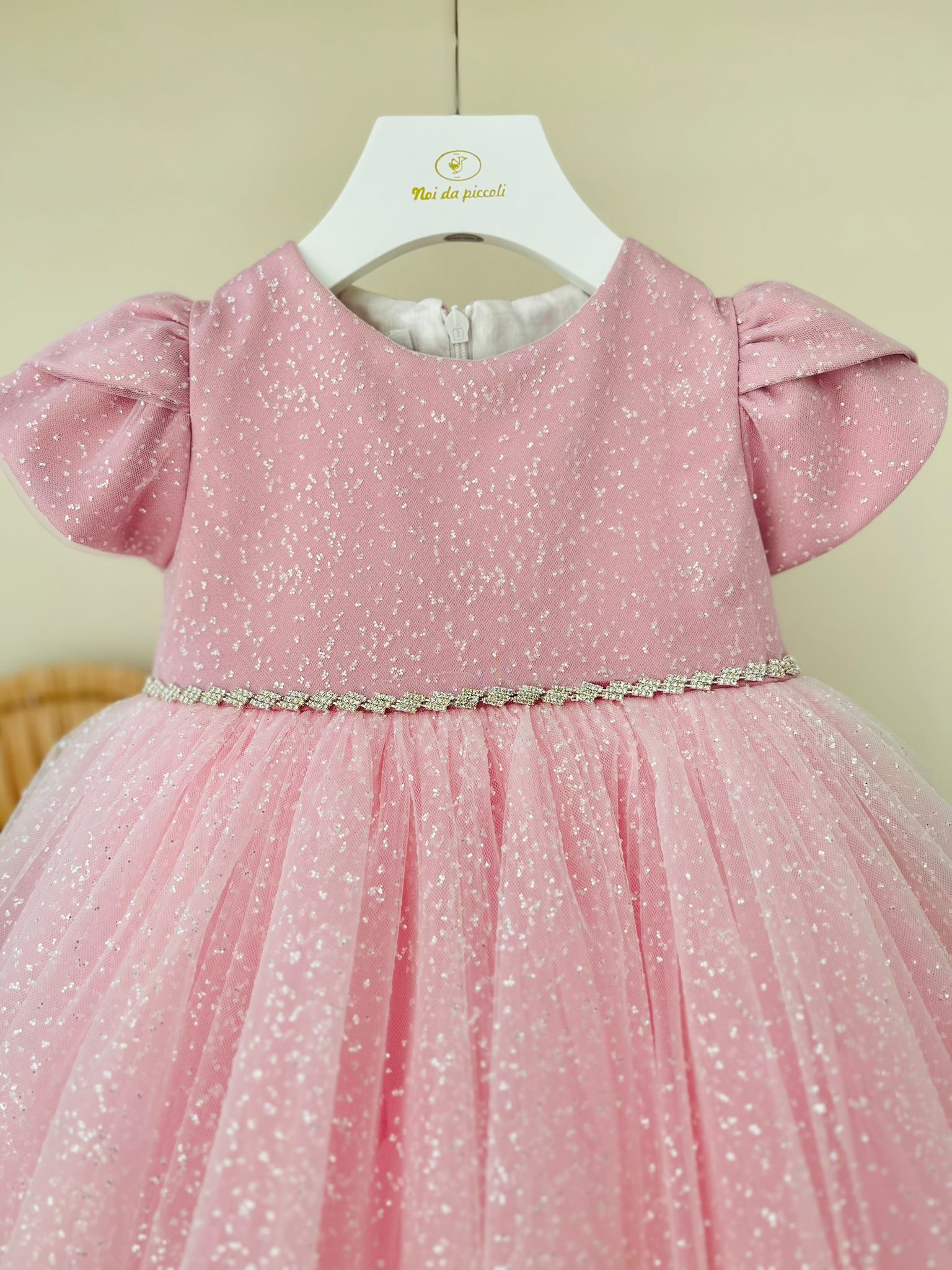 ABITINO CERIMONALE TULLE GLITTER ROSA - Noi da piccoli
