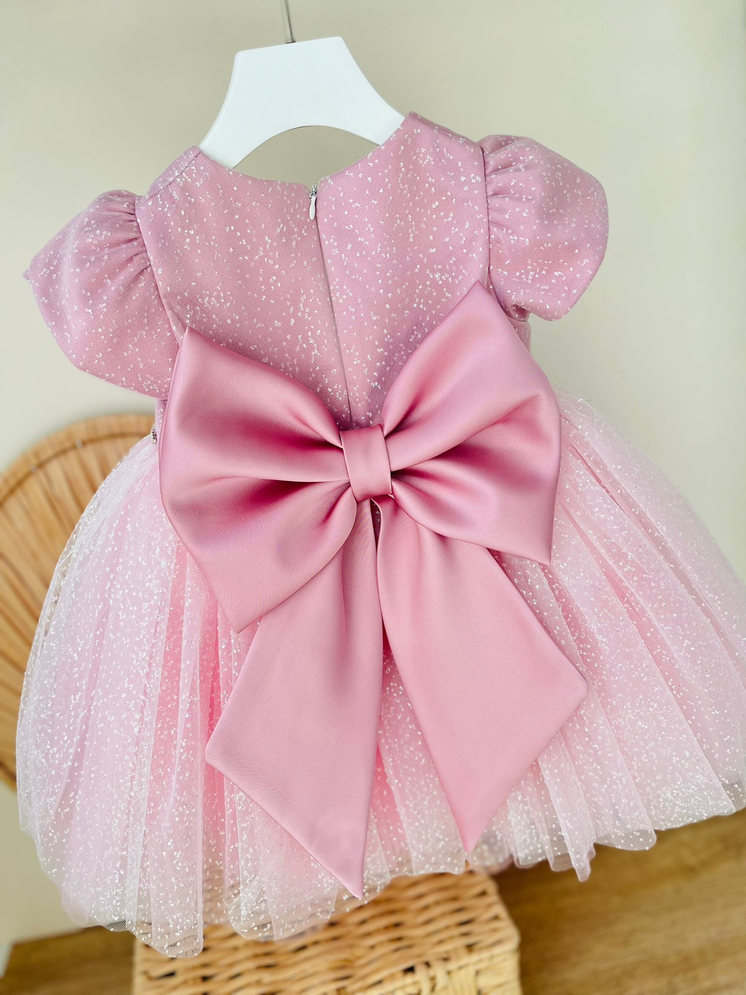 ABITINO CERIMONALE TULLE GLITTER ROSA - Noi da piccoli