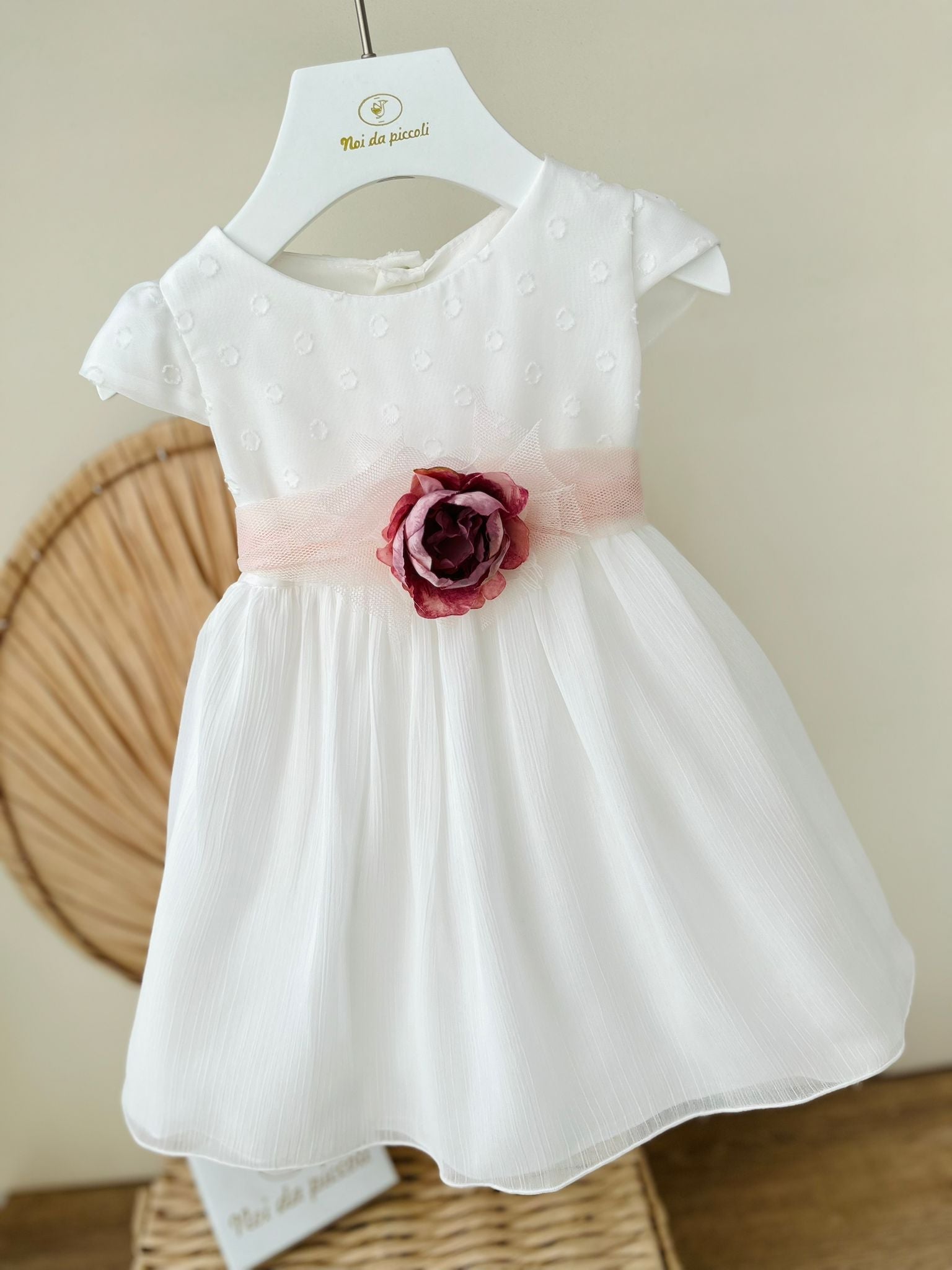 ABITINO CERIMONIALE BIANCO FASCIA CON FIORE - Noi da piccoli