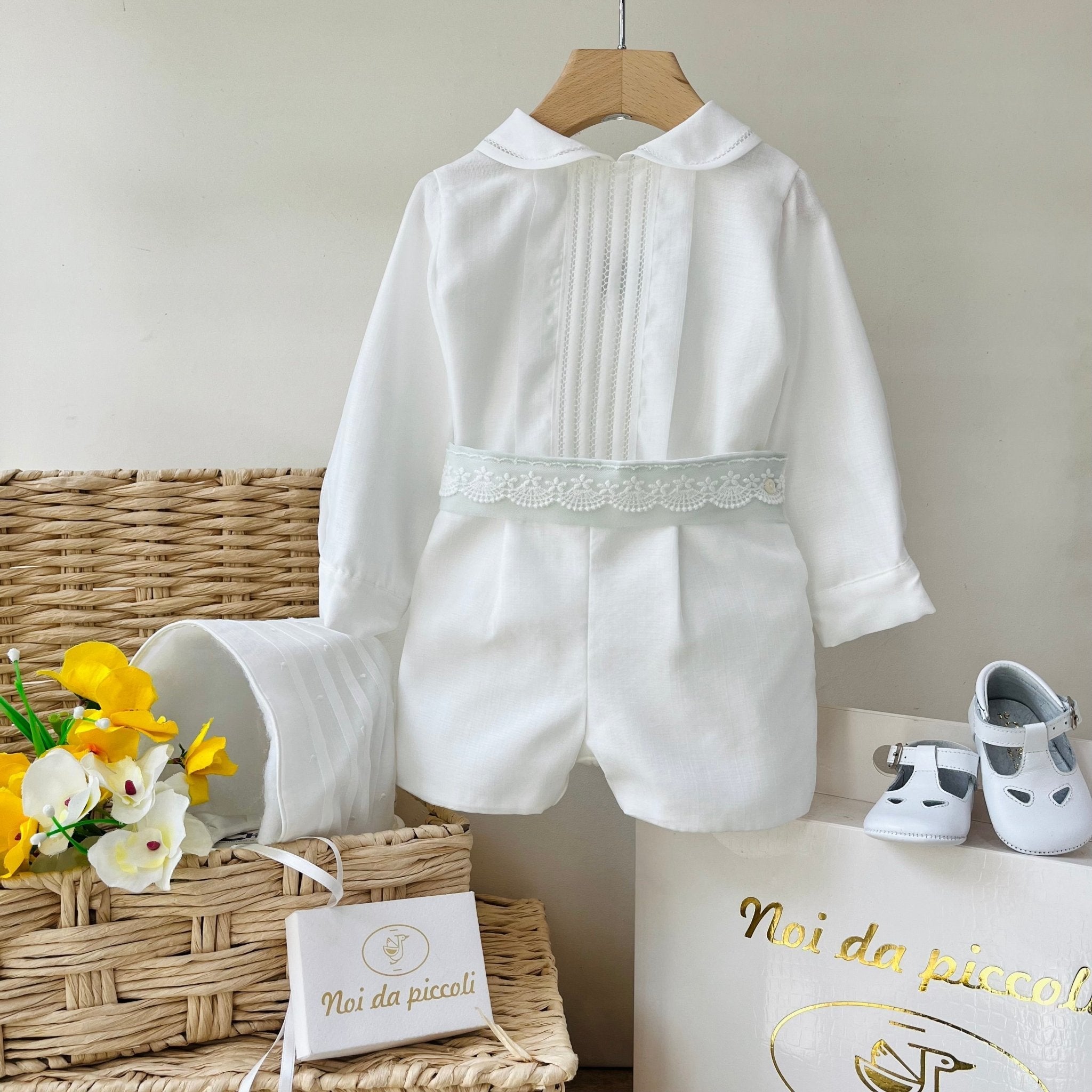 ABITINO CERIMONIALE BIANCO FASCIA VERDE ETHAN BIANCO - Noi da piccoli