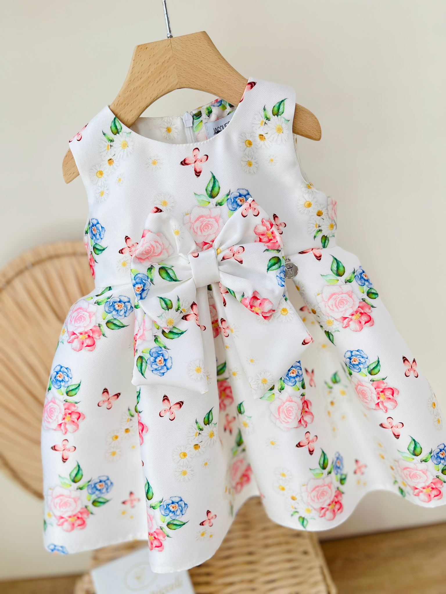 ABITINO CERIMONIALE IN MICADO A SBUFFO FLOREALE BIANCO - Noi da piccoli