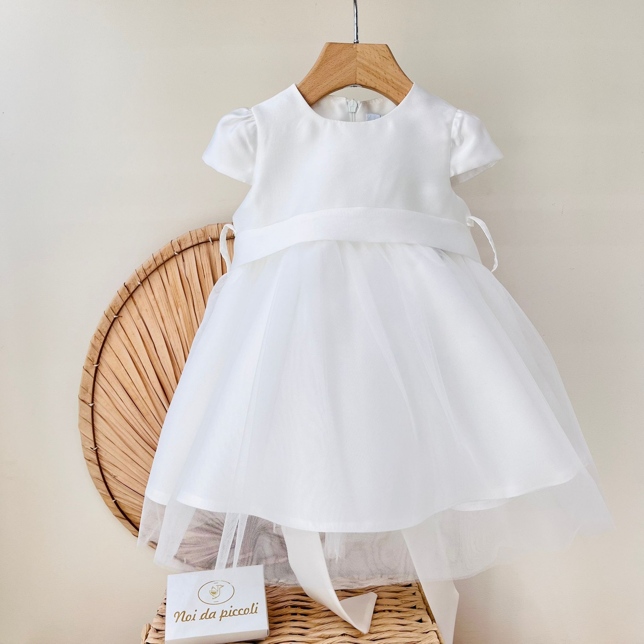 ABITINO CERIMONIALE IN MICADO CON TULLE BIANCO - Noi da piccoli