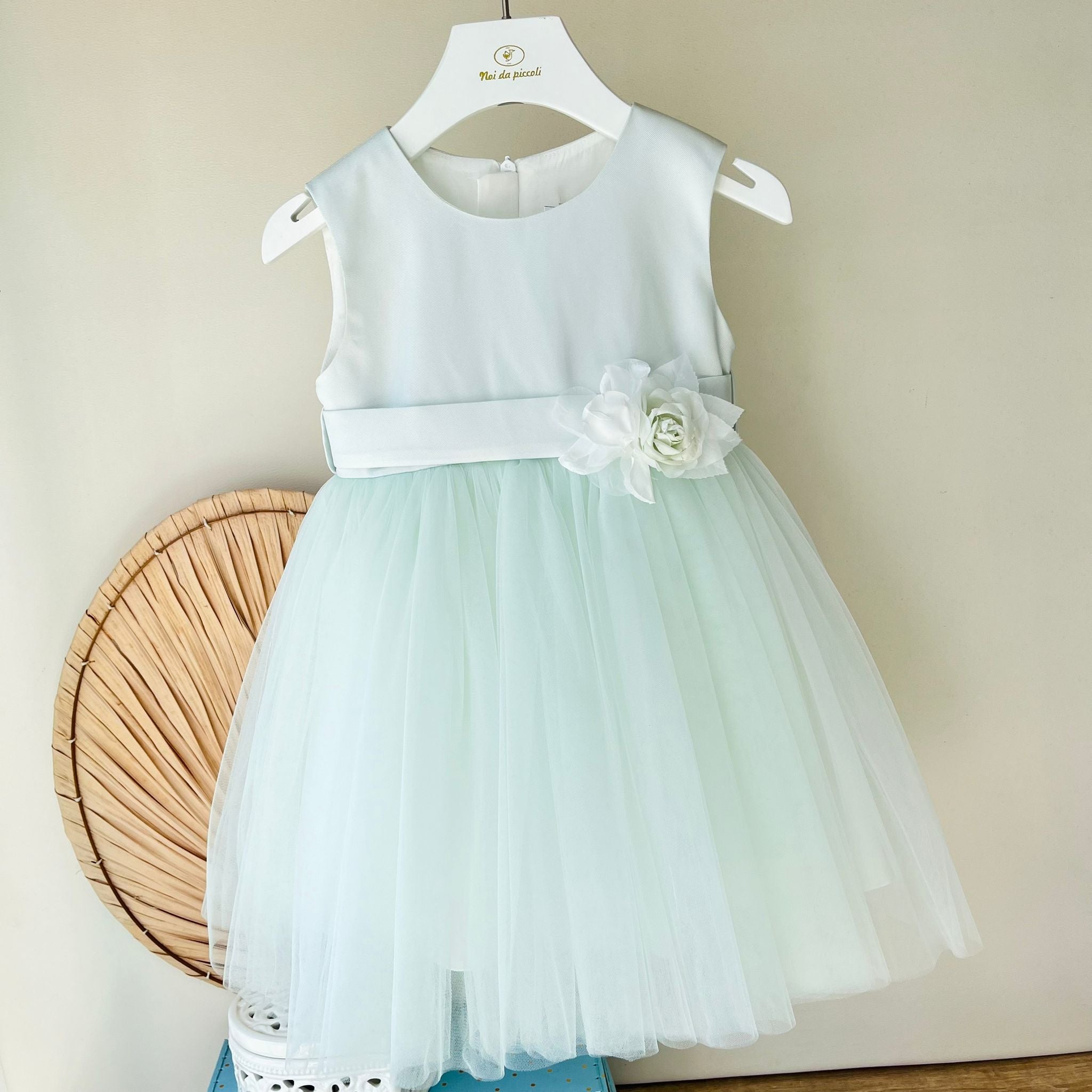 ABITINO CERIMONIALE IN TULLE VERDE ODETTE - Noi da piccoli