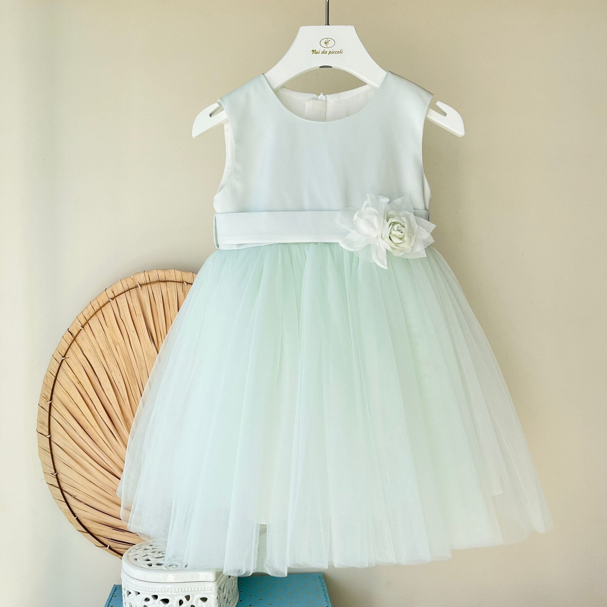 ABITINO CERIMONIALE IN TULLE VERDE ODETTE - Noi da piccoli