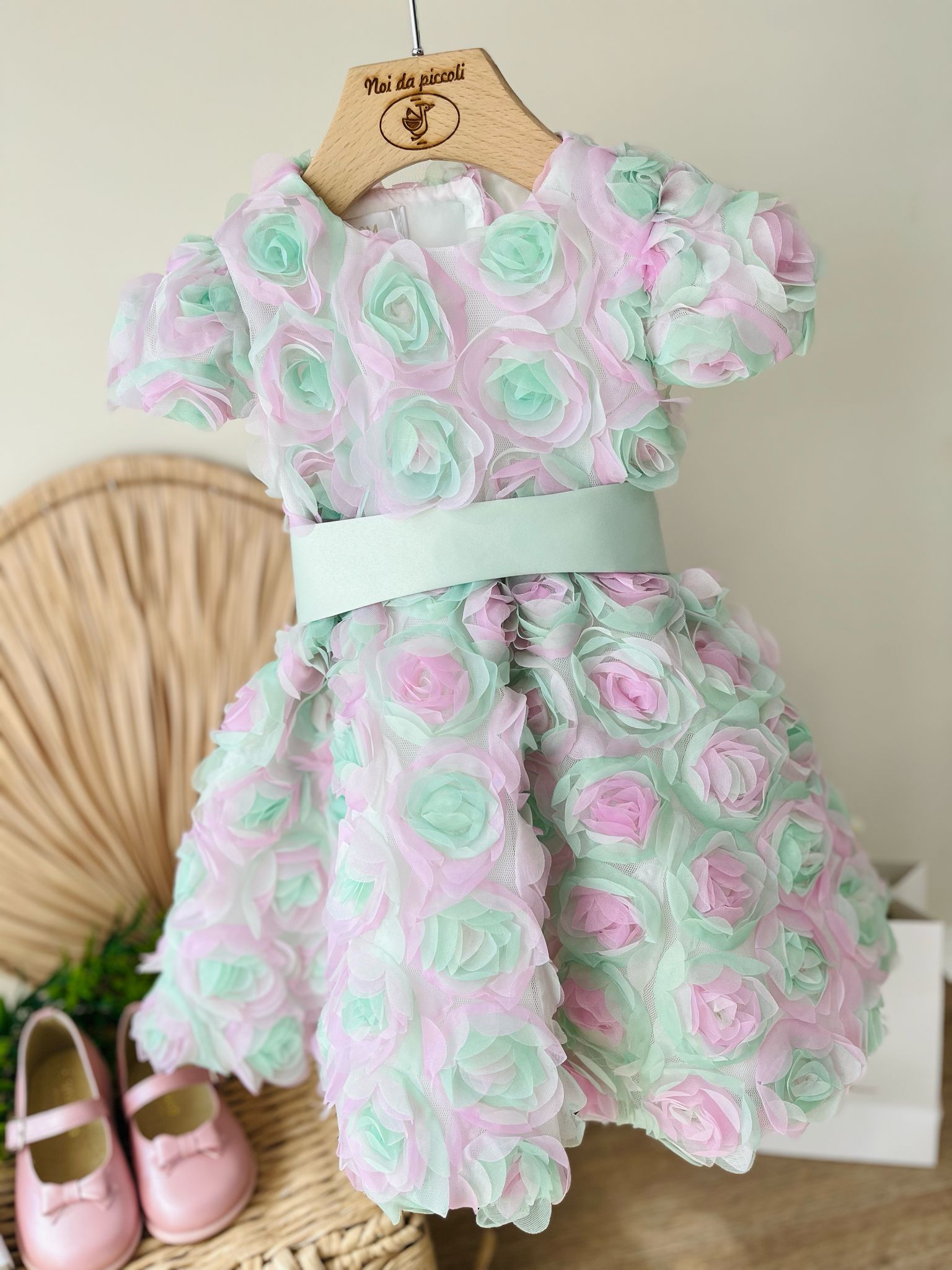 ABITINO CERIMONIALE ROSA E VERDE - Noi da piccoli