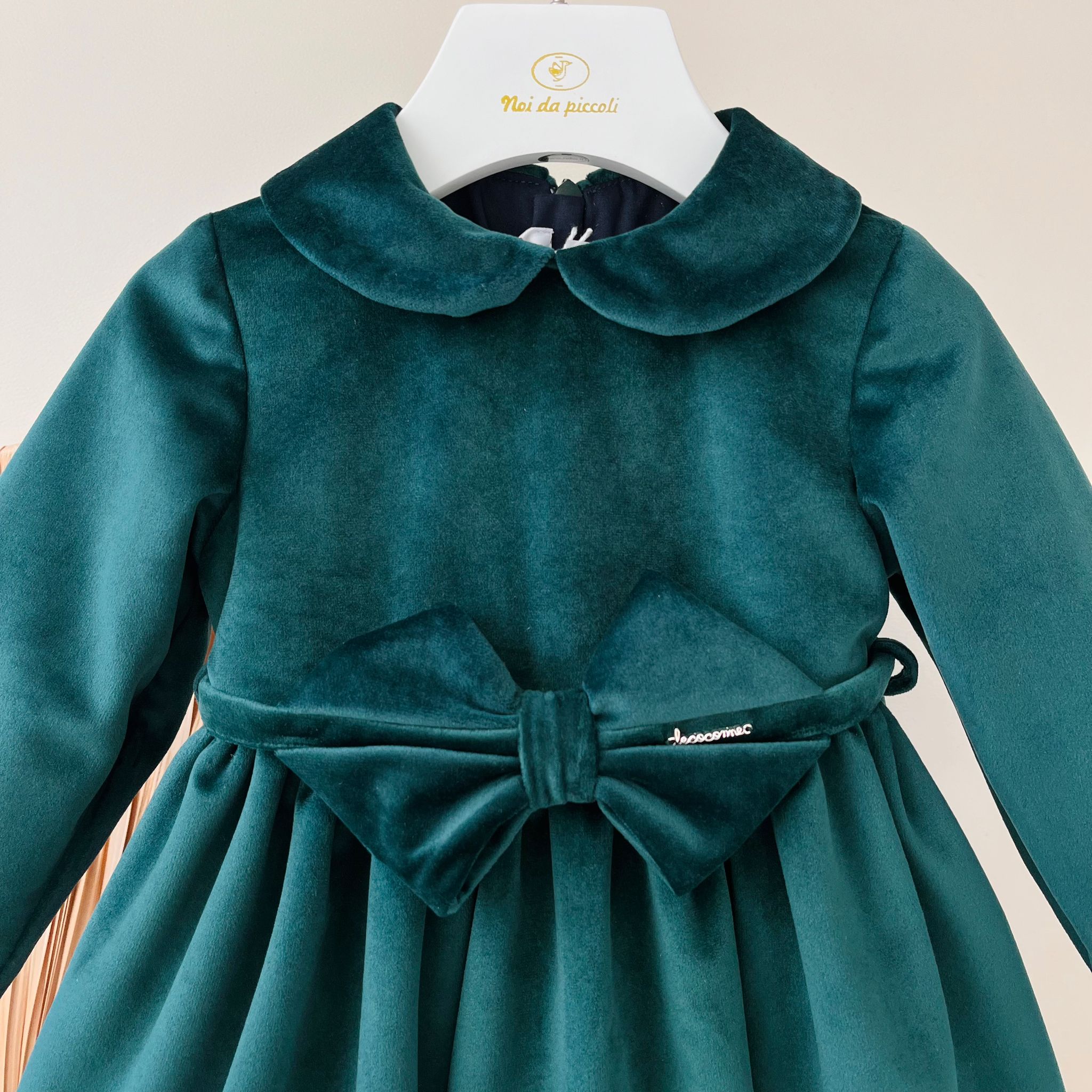 ABITINO CON CINTURINA FIOCCO VELLUTINO VERDE - Noi da piccoli