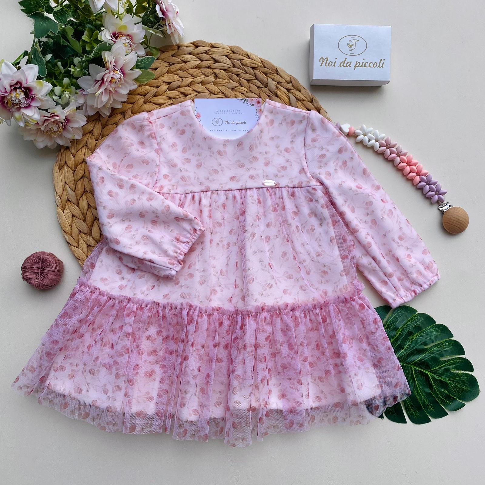 ABITINO CON DISEGNINI 100% AGRILICO ROSA - Noi da piccoli