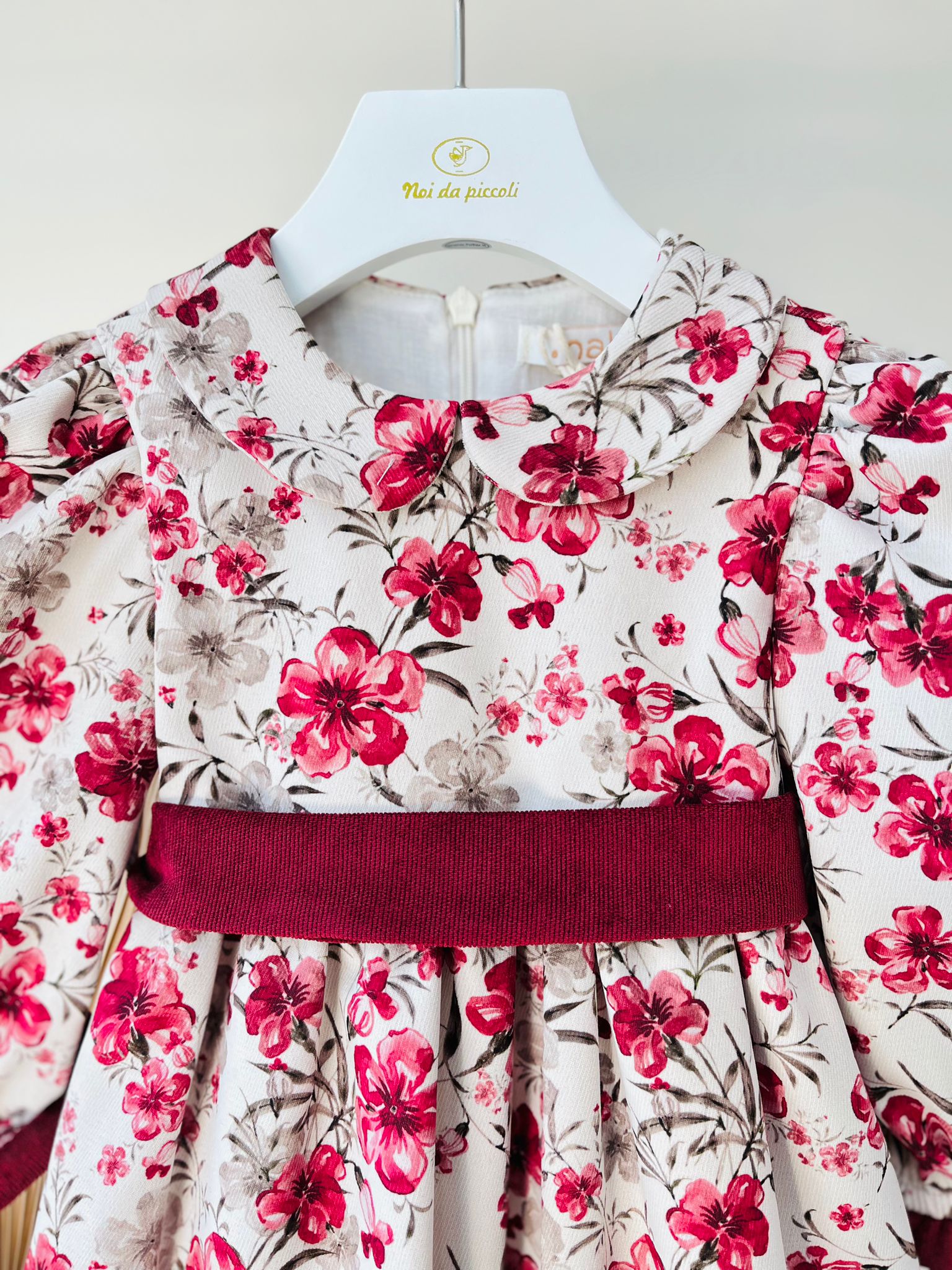 ABITINO FIORI COTONE CALDO BEIGE - Noi da piccoli