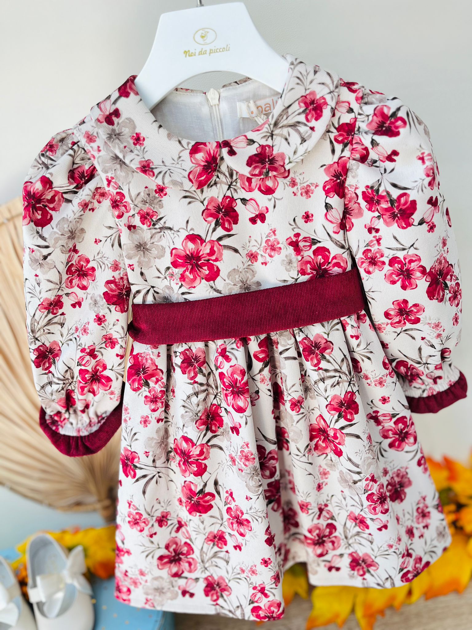 ABITINO FIORI COTONE CALDO BEIGE - Noi da piccoli