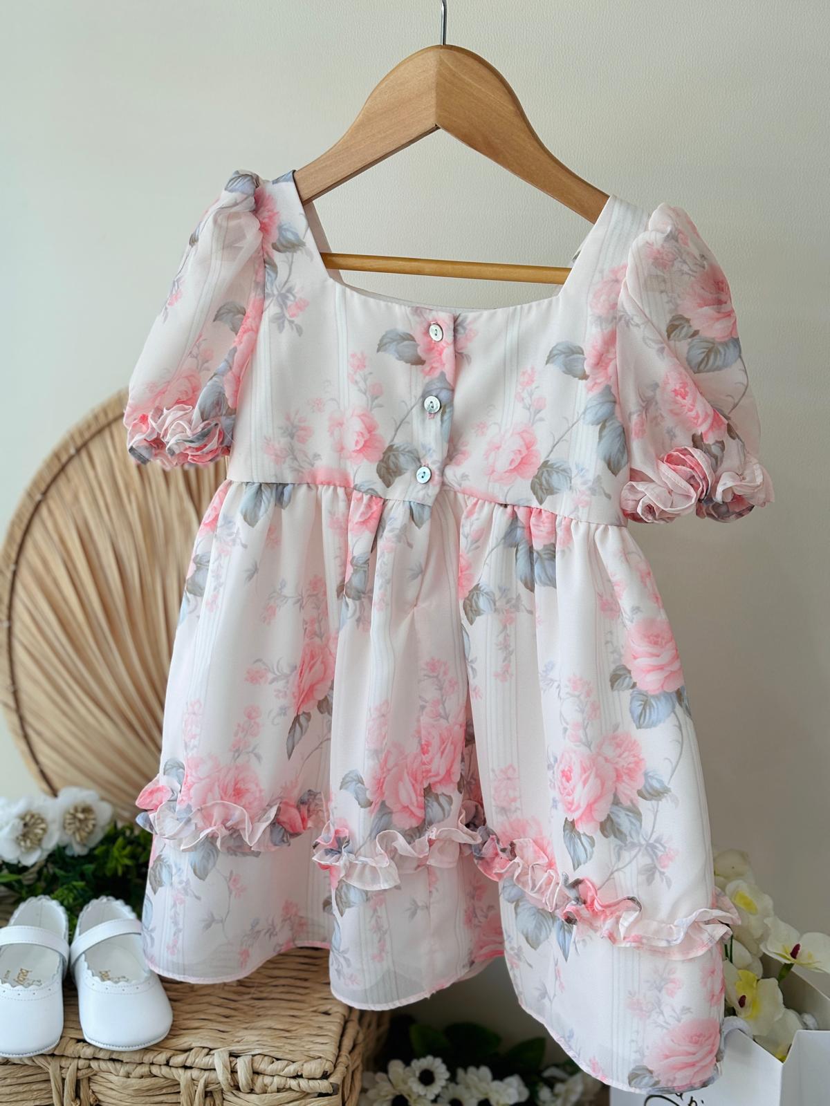 ABITINO FLOREALE CON MANICHE A SBUFFO - Noi da piccoli