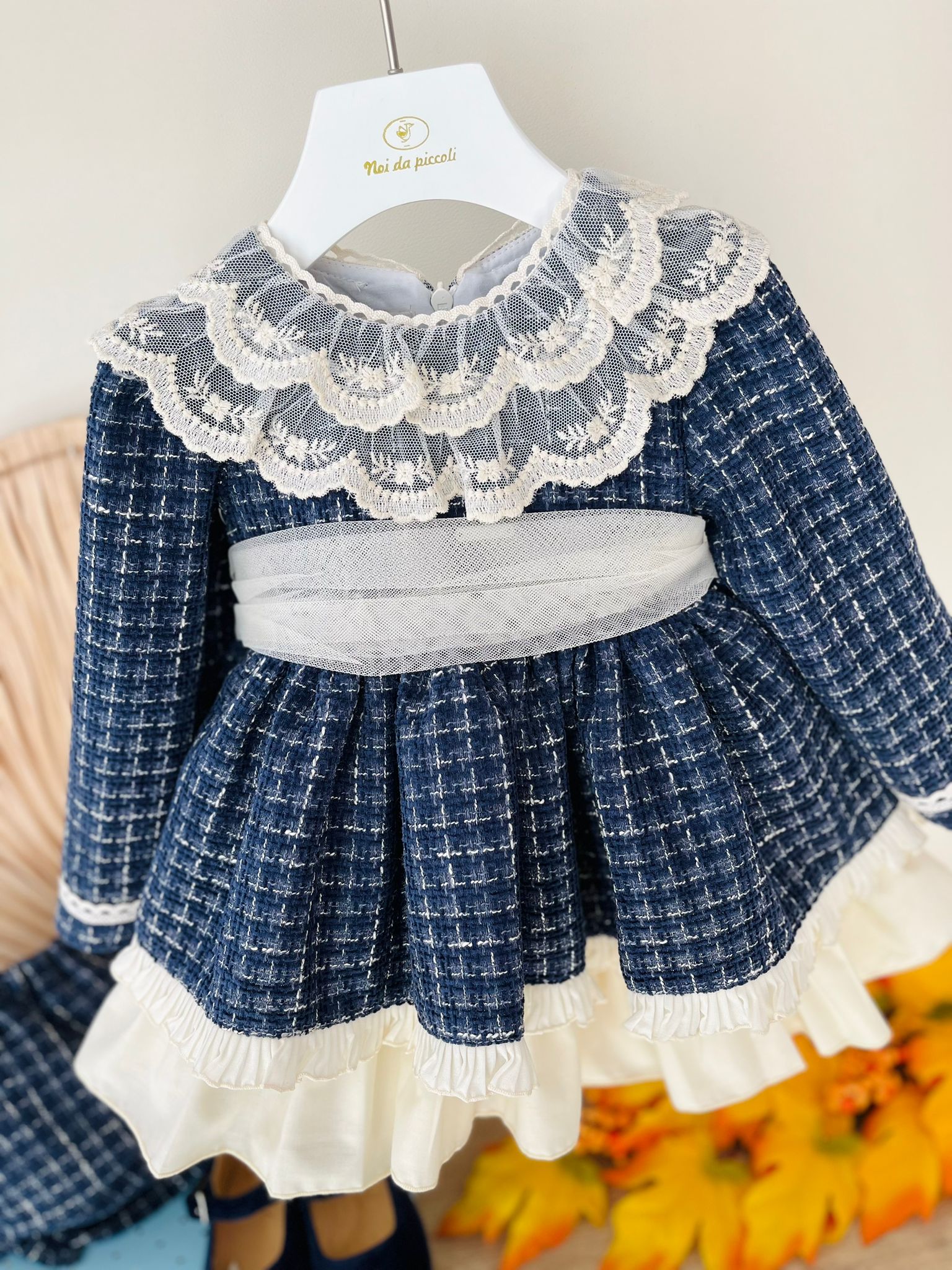 ABITINO IN CALDO COTONE CON DOPPIO COLLETTO BLU - Noi da piccoli