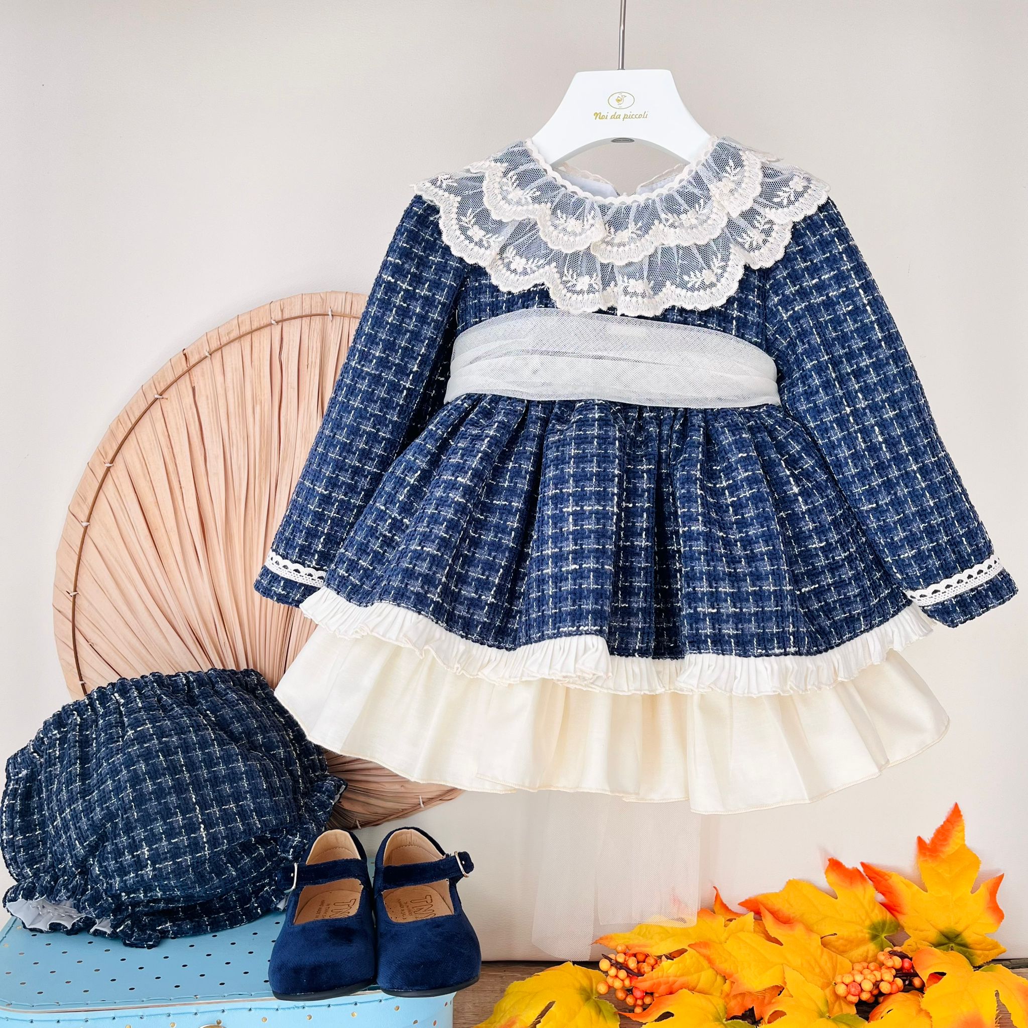 ABITINO IN CALDO COTONE CON DOPPIO COLLETTO BLU - Noi da piccoli