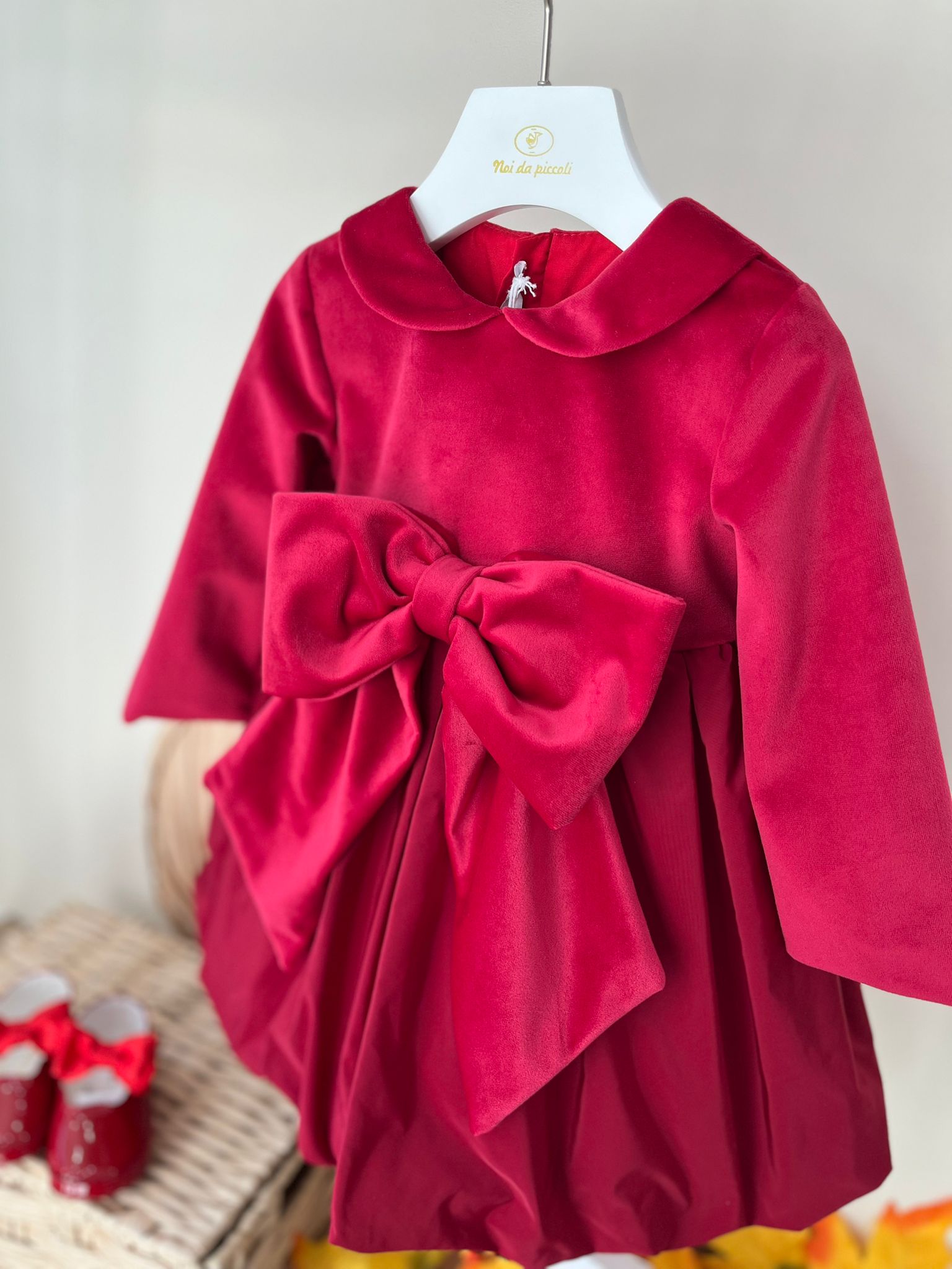 ABITINO ION VELLUTINO E TAFFETA' IN SETA ROSSO - Noi da piccoli