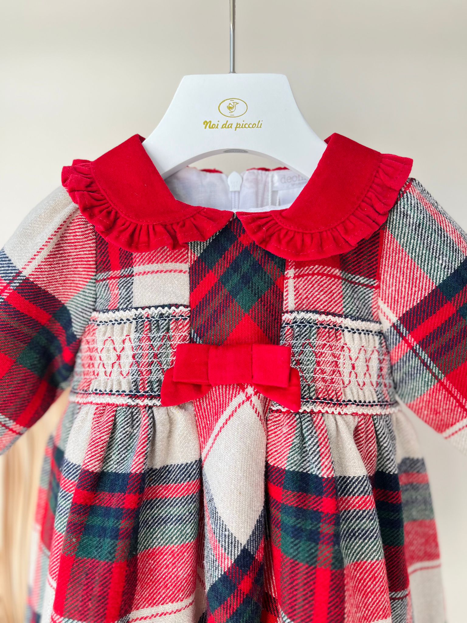 ABITINO NATALIZIO A QUADRONI CON FIOCCHETTO ROSSO - Noi da piccoli