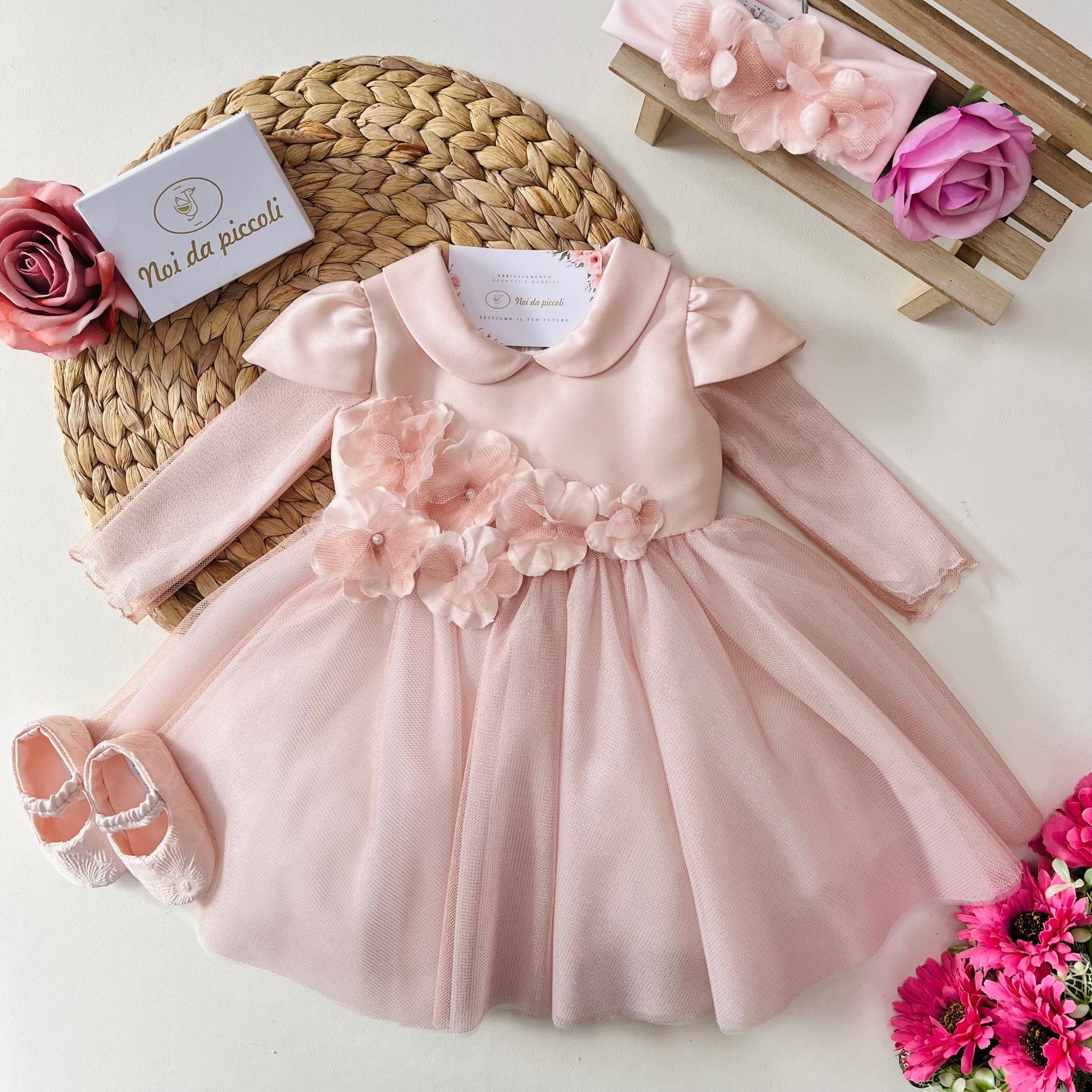 ABITINO ROSA ANTICO E TULLE ORO ROSA - Noi da piccoli