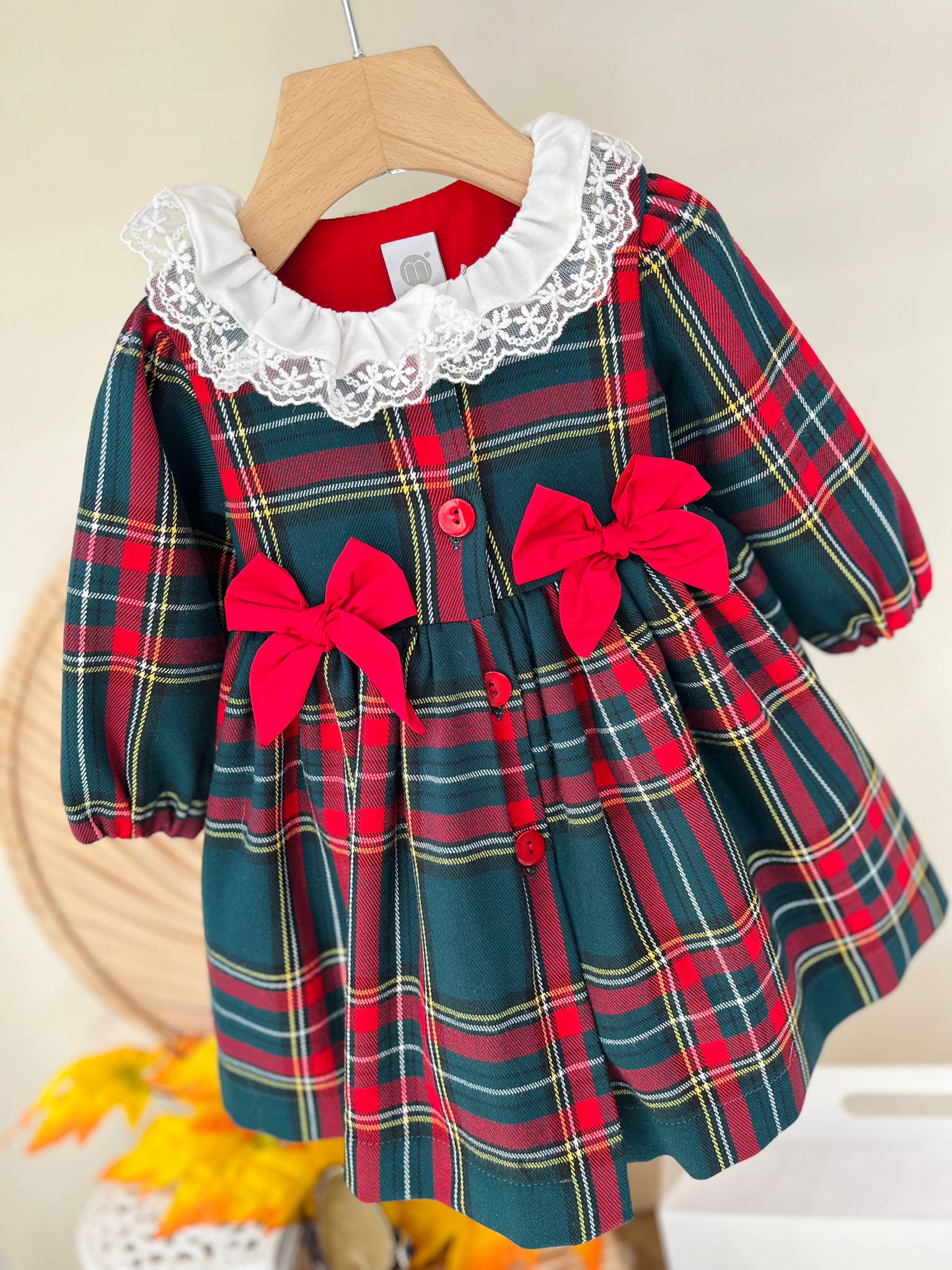 ABITINO SCOZZESE CON 2 FIOCCHETTI VERDE E ROSSO - Noi da piccoli