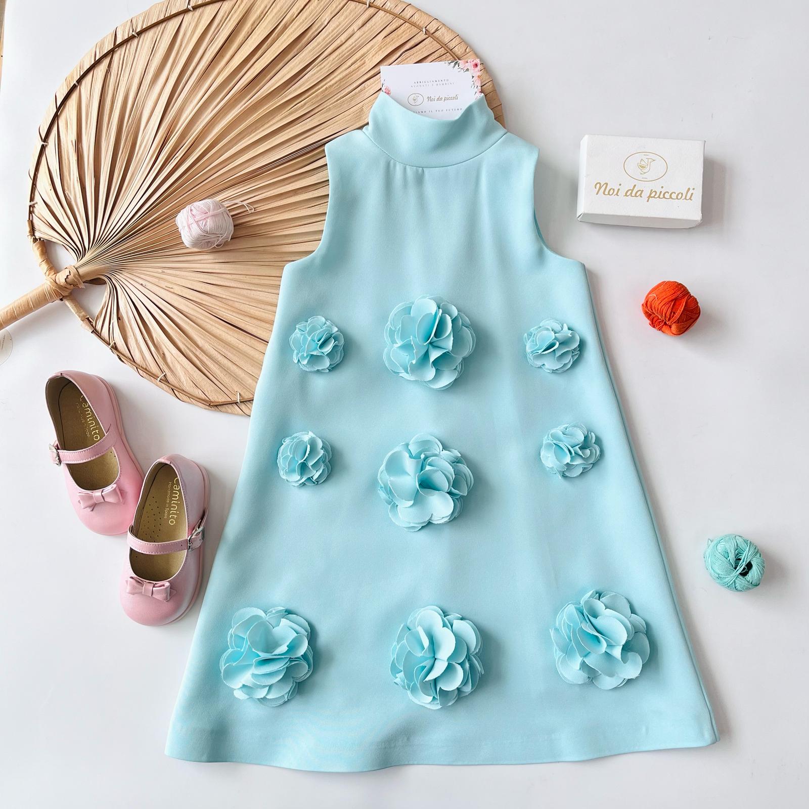 ABITINO TURCHESE CON FIORELLINI - Noi da piccoli