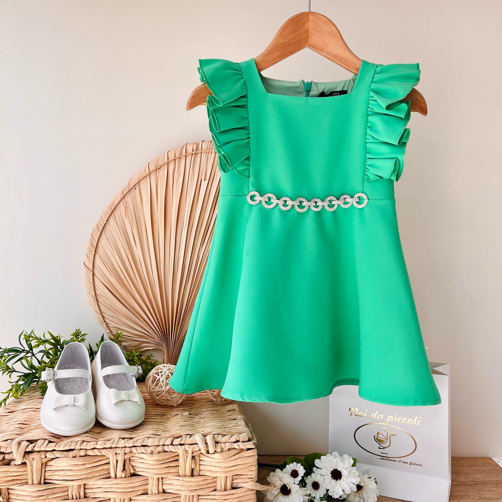 ABITINO VERDE CON CERCHIETTI DI SWAROVSKI CENTRALI - Noi da piccoli