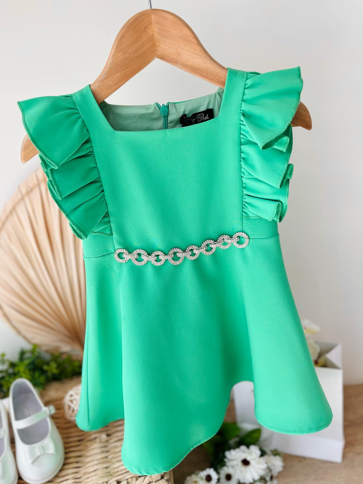 ABITINO VERDE CON CERCHIETTI DI SWAROVSKI CENTRALI - Noi da piccoli