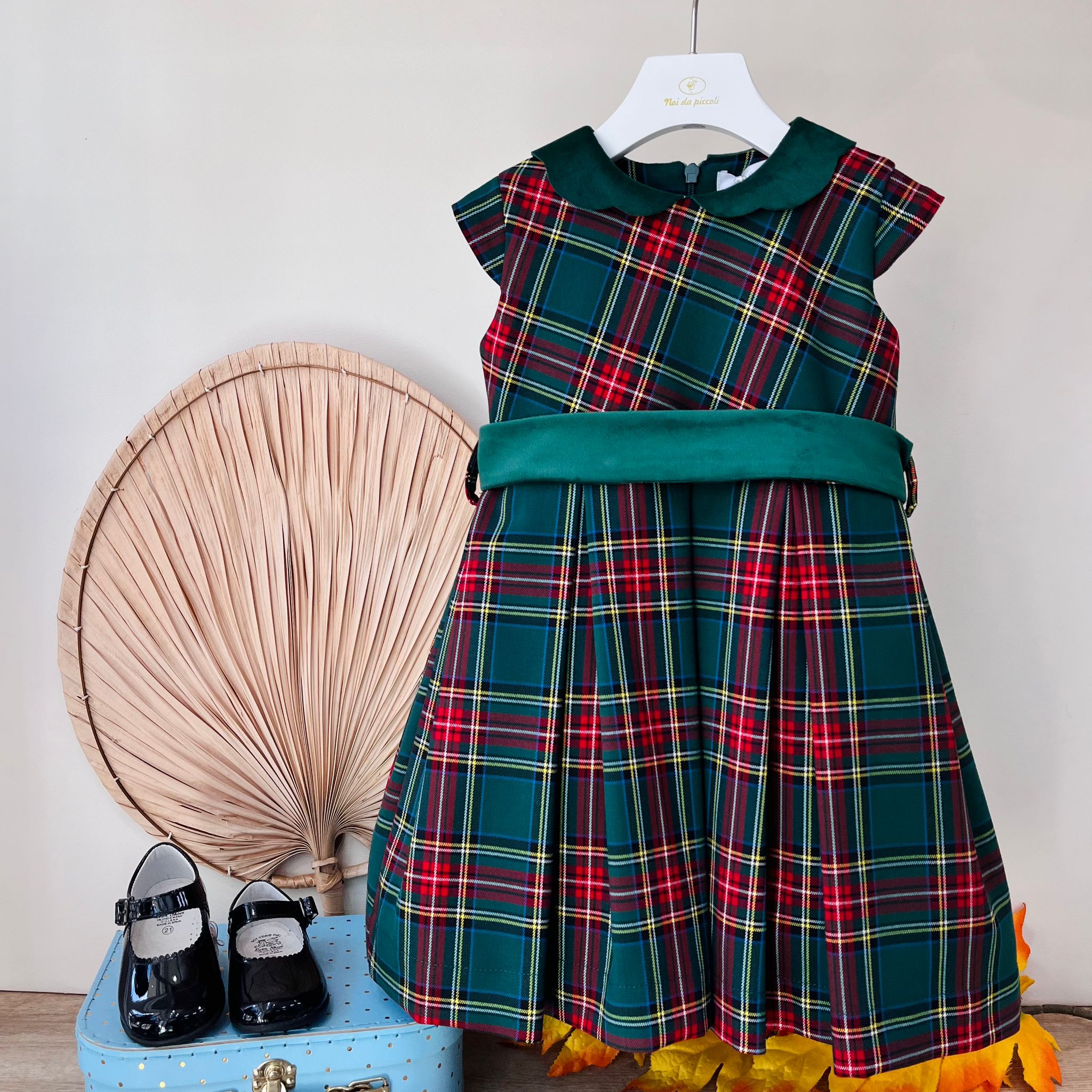 ABITO A GIRO MANICA VERDE TARTAN - Noi da piccoli